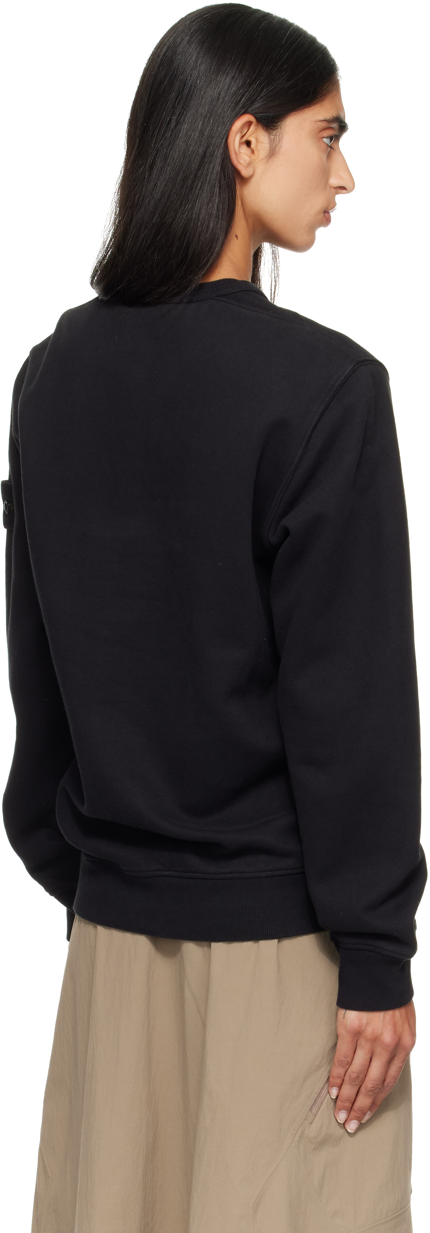 Stone Island - Pull à capuche 6100049 noir en molleton brossé de coton bio