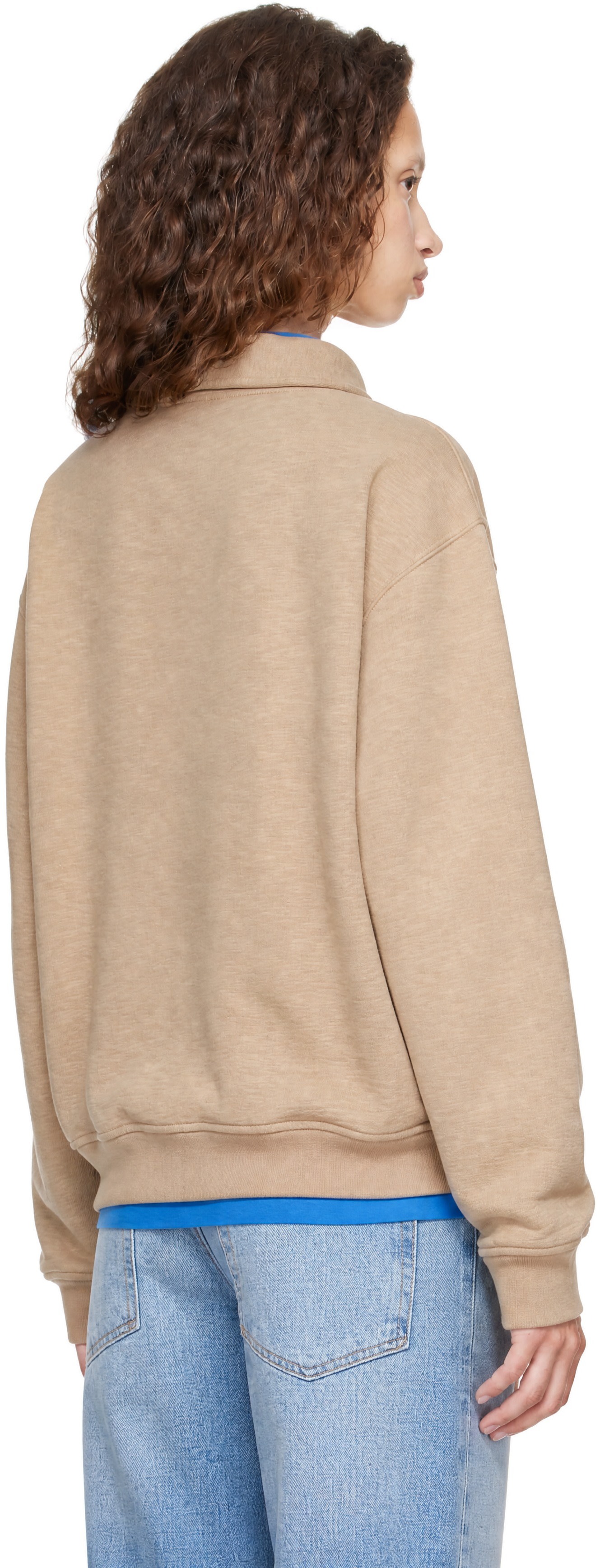 Stone Island - Pull molletonné de style polo 6100054 beige en coton