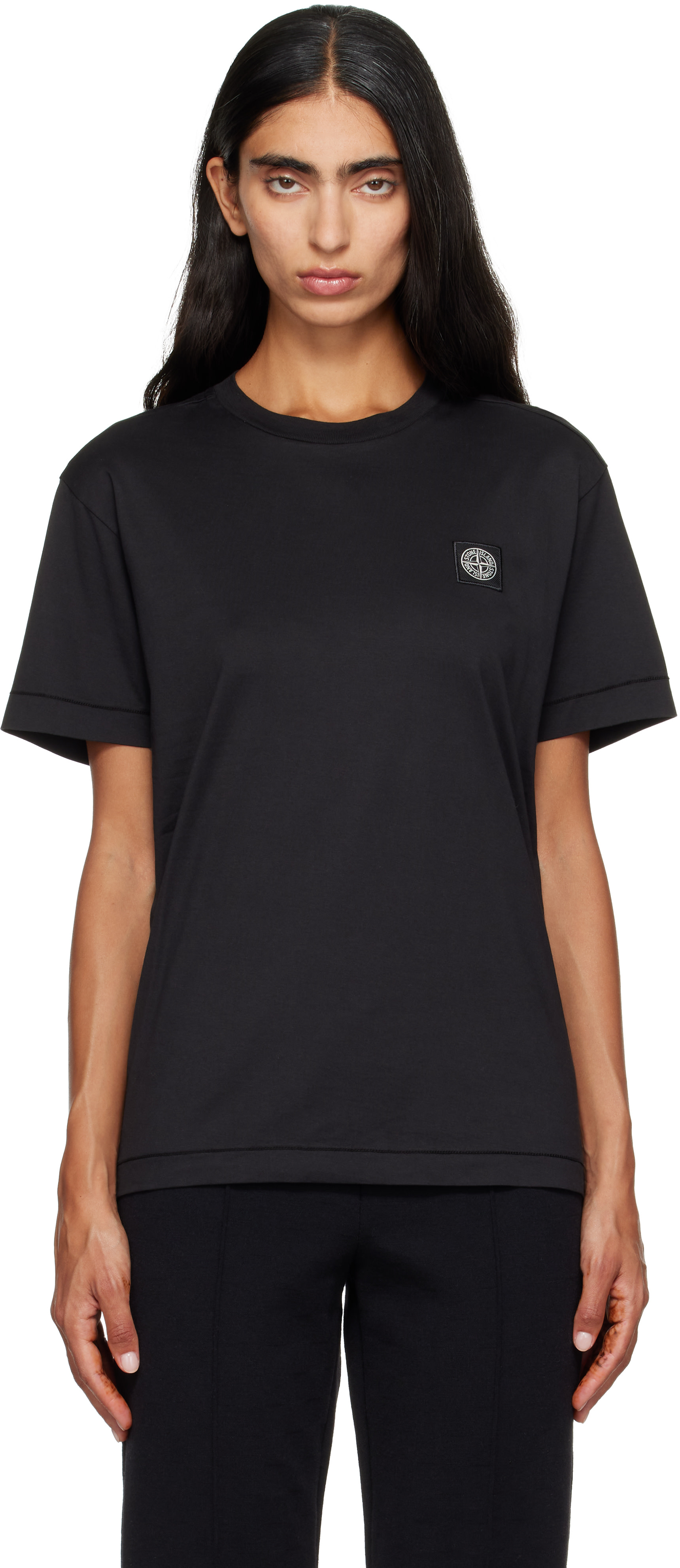Stone Island: ブラック 2100027 60/2 Cotton Jersey Tシャツ | SSENSE
