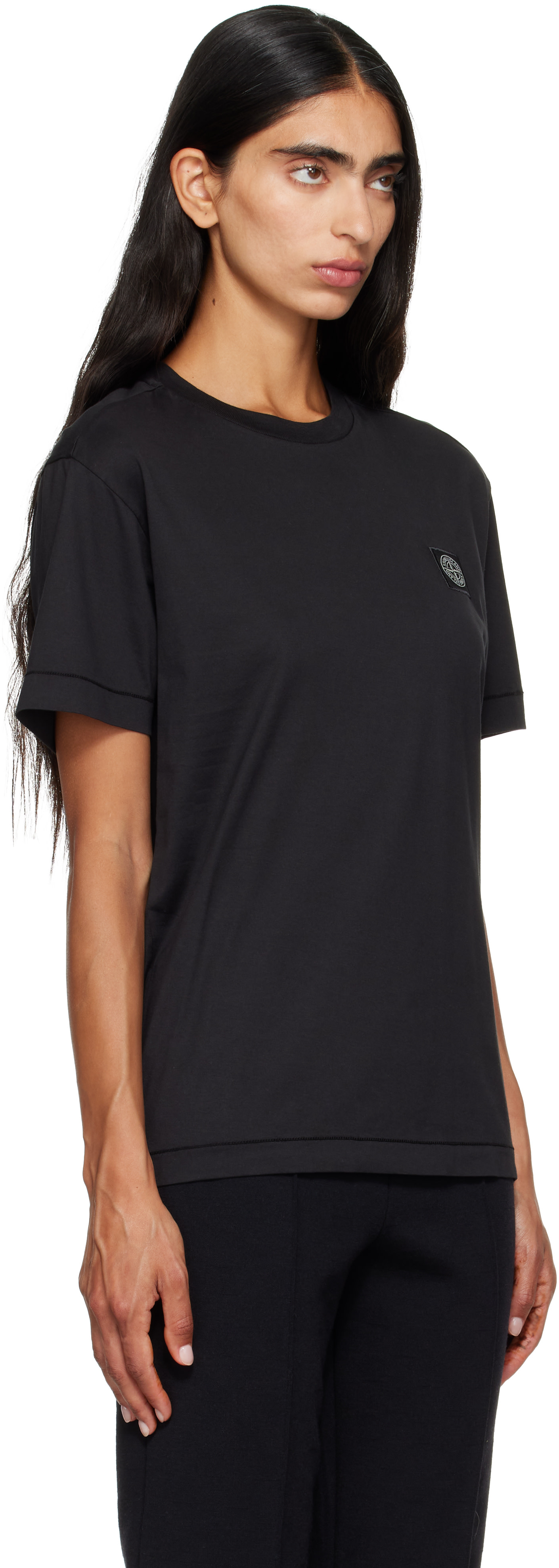 Stone Island: ブラック 2100027 60/2 Cotton Jersey Tシャツ | SSENSE