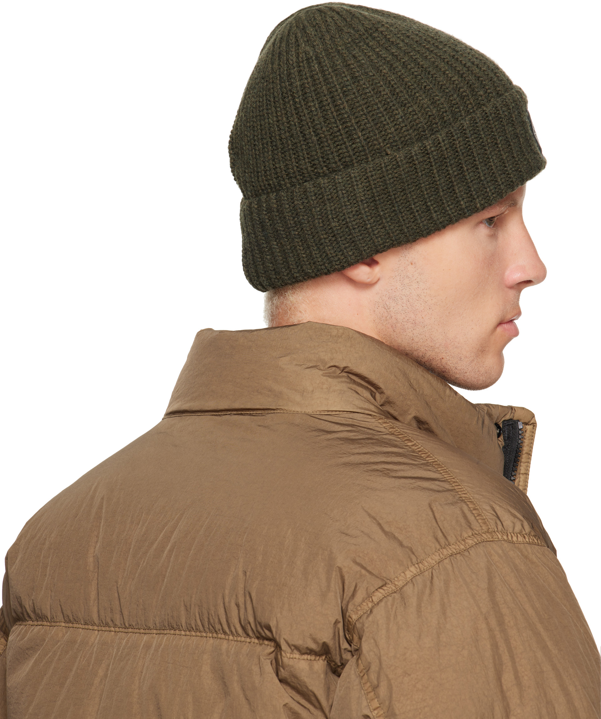Stone Island: グリーン N100012 Light RWS Geelong Wool ビーニー
