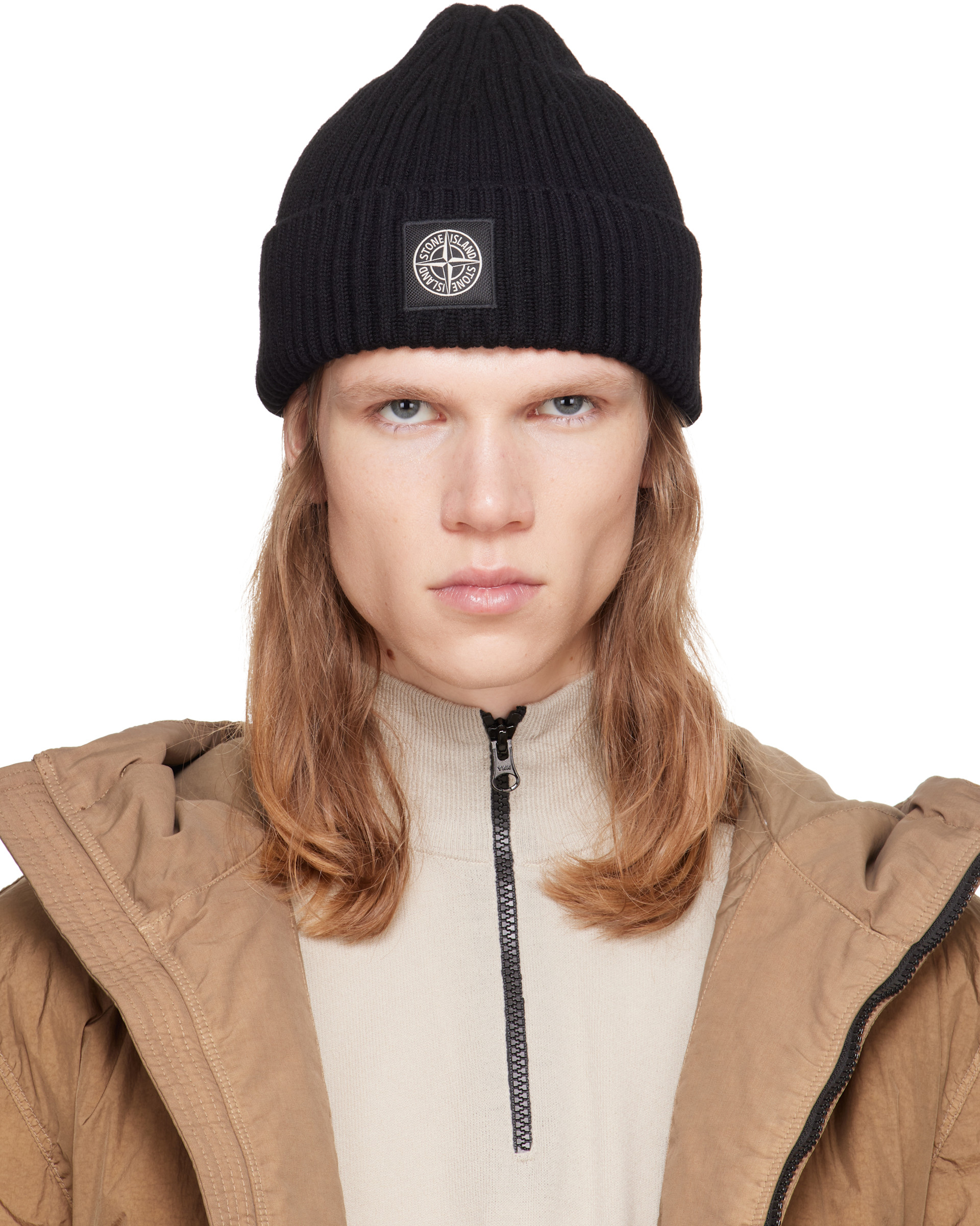【ヨーロッパ買付品】縮絨ウール100% ニットプフ ネイビー 小 Stone Island: ネイビー N100002 リブ ウール ビーニー | SSENSE 日本