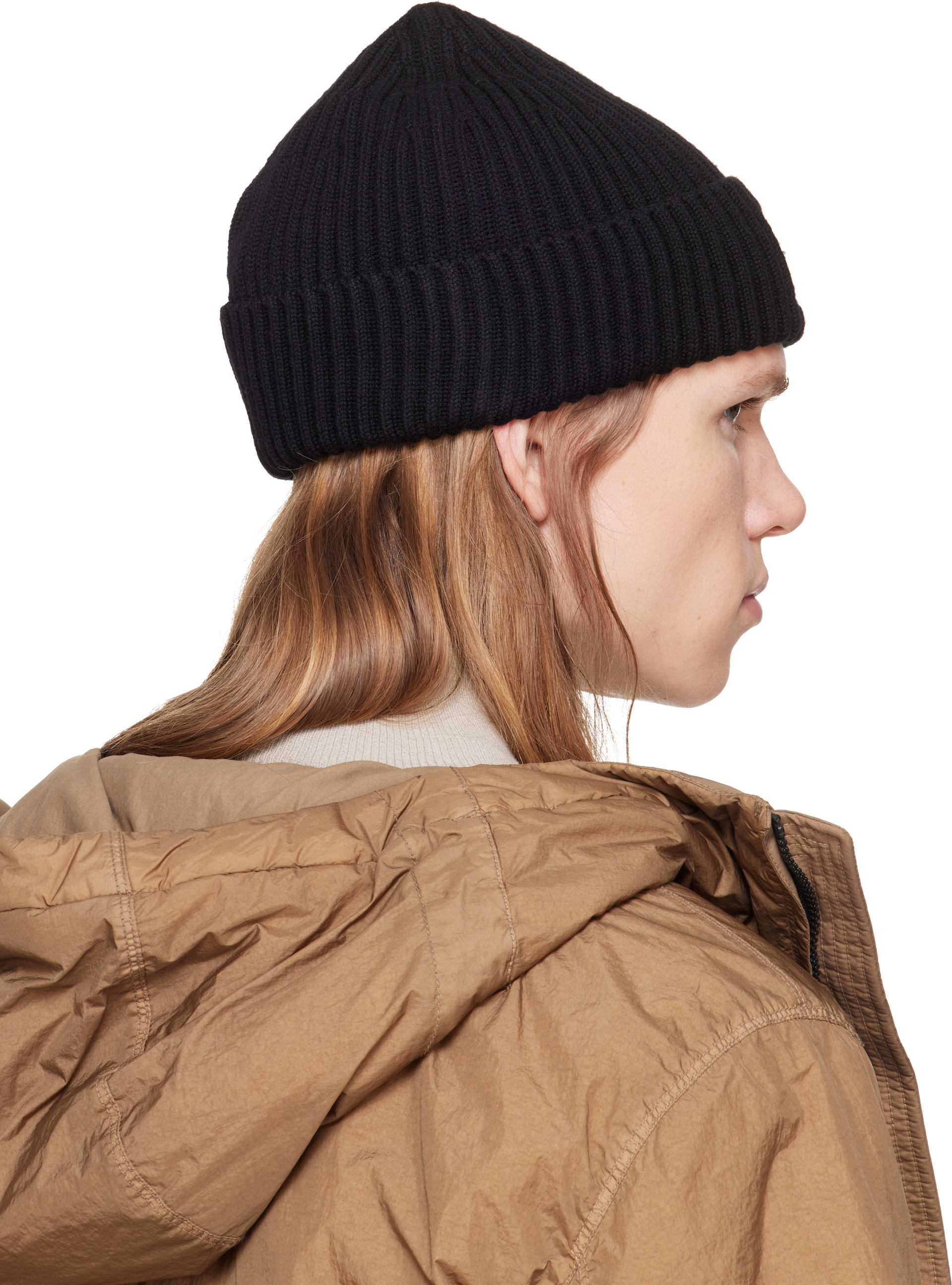 Stone Island: ネイビー N100002 リブ ウール ビーニー | SSENSE 日本