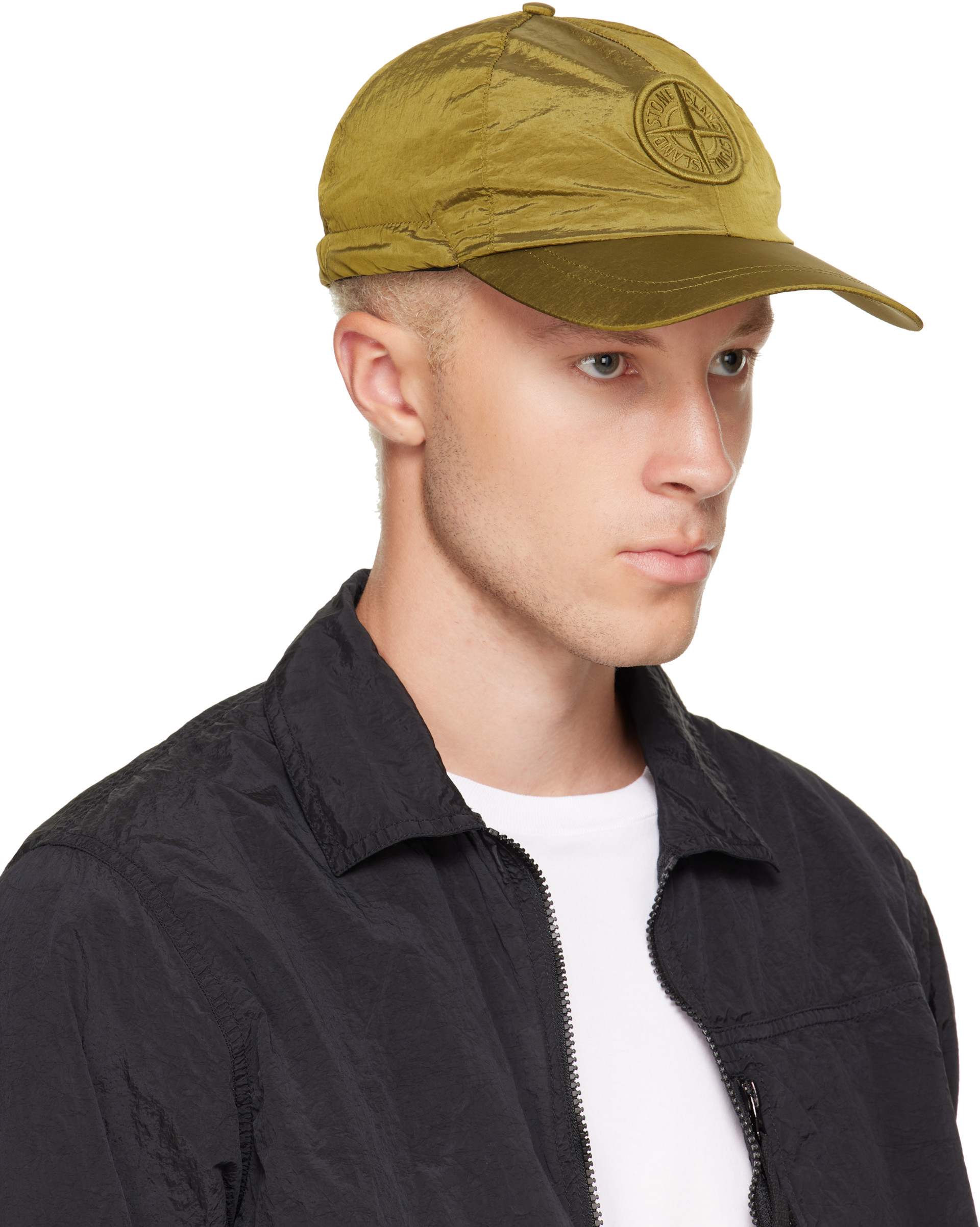 STONE  キャップ カーキ Stone Island: カーキ 9100011 Nylon Metal ECONYL キャップ | SSENSE 日本