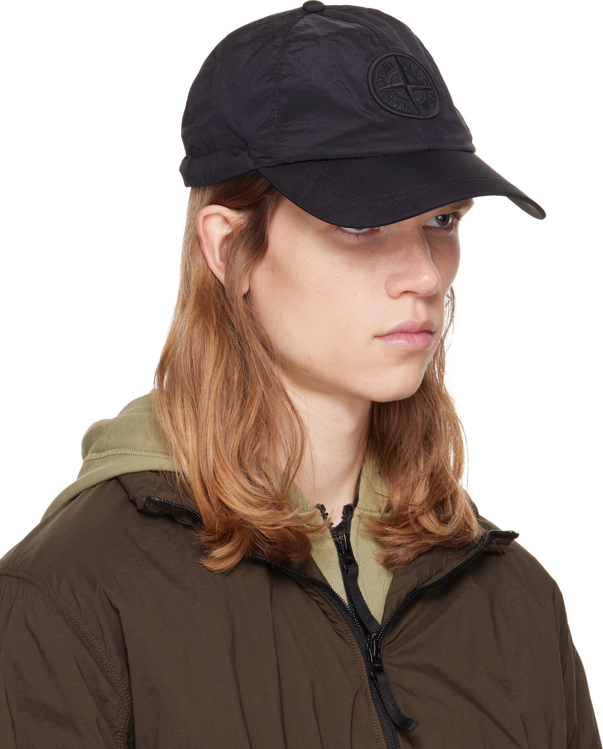 Stone Island: ブラック 9100011 Nylon Metal ECONYL キャップ