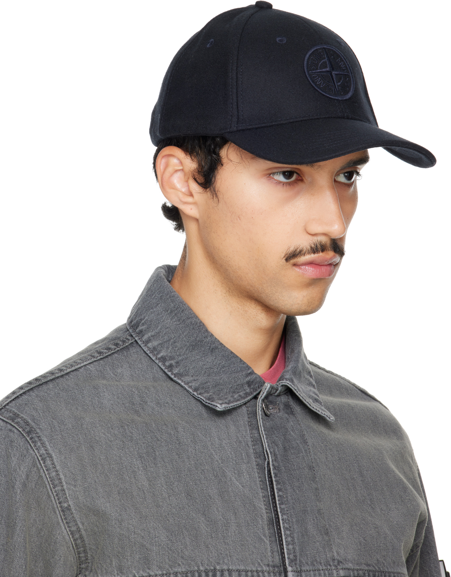 Stone Island - Navy 9100010 Wool Nylon Flannel Cap