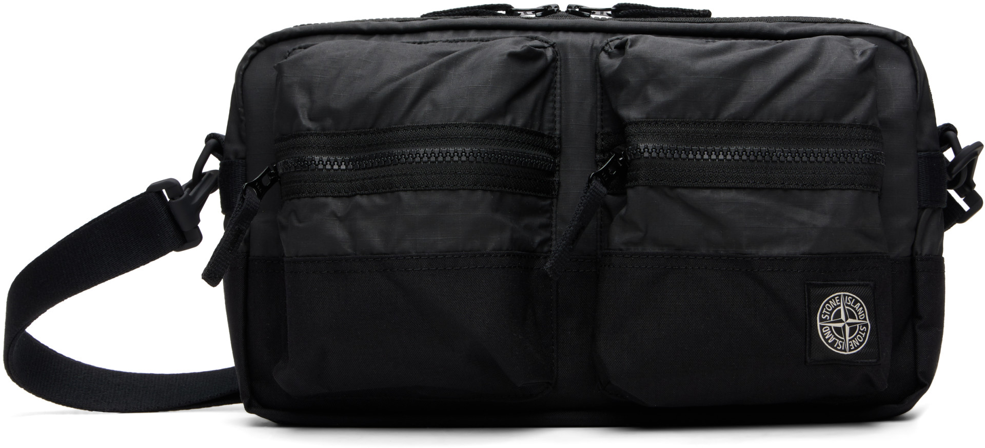 Stone Island: ブラック 9200024 Double Coated Cotton Ripstop バッグ