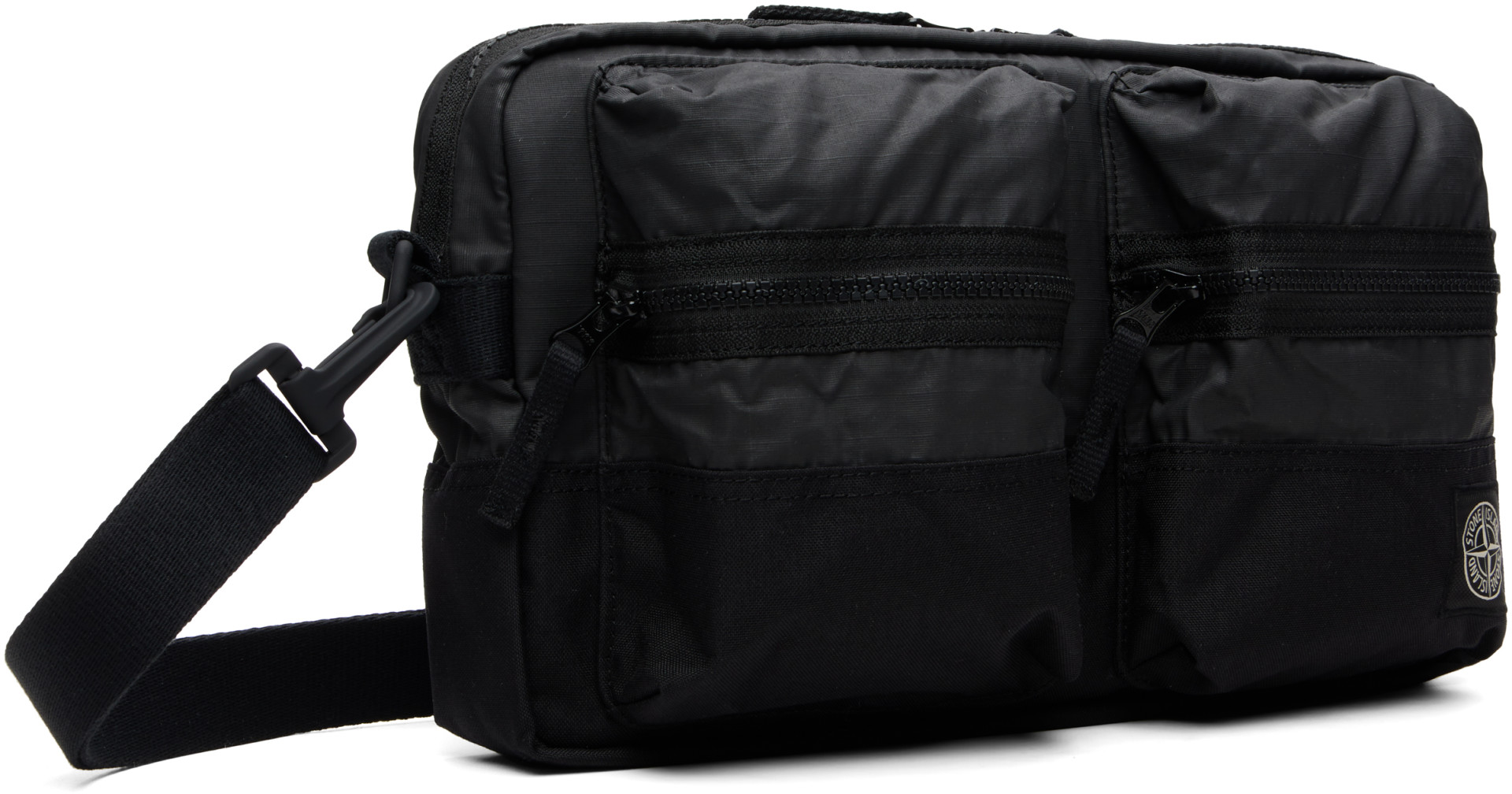 Stone Island: ブラック 9200024 Double Coated Cotton Ripstop バッグ
