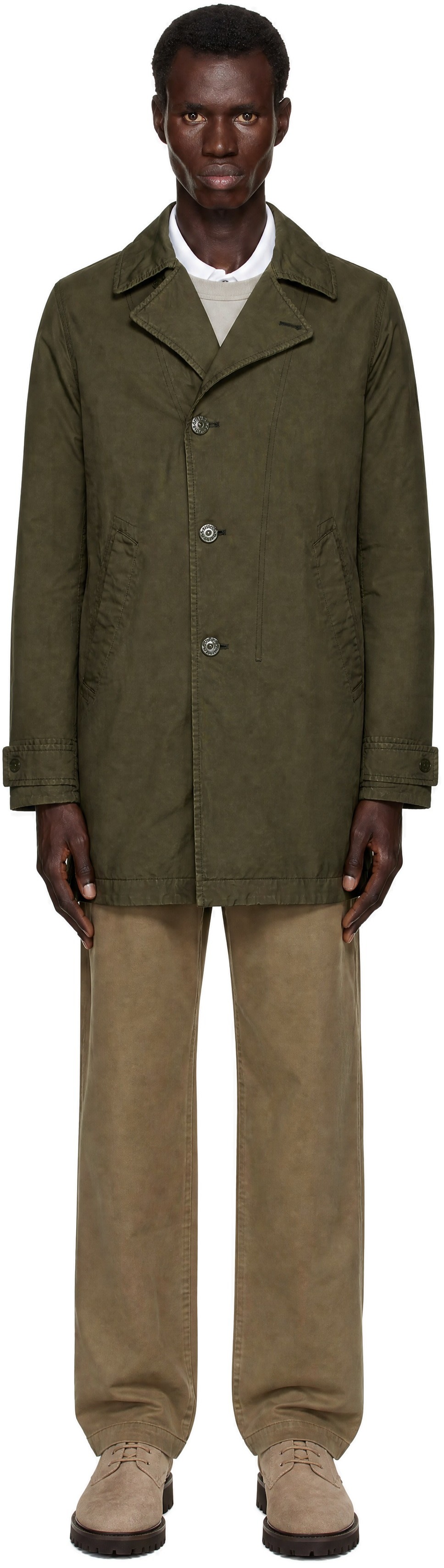 Stone Island: グリーン 4100027 David-TC S.I. Ghost コート | SSENSE
