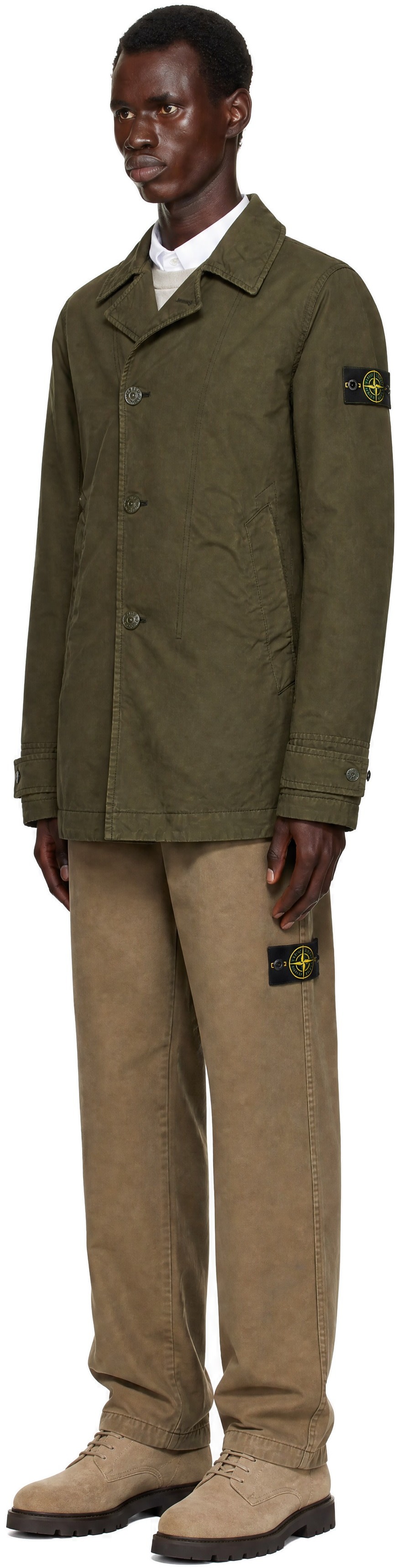Stone Island: グリーン 4100027 David-TC S.I. Ghost コート | SSENSE