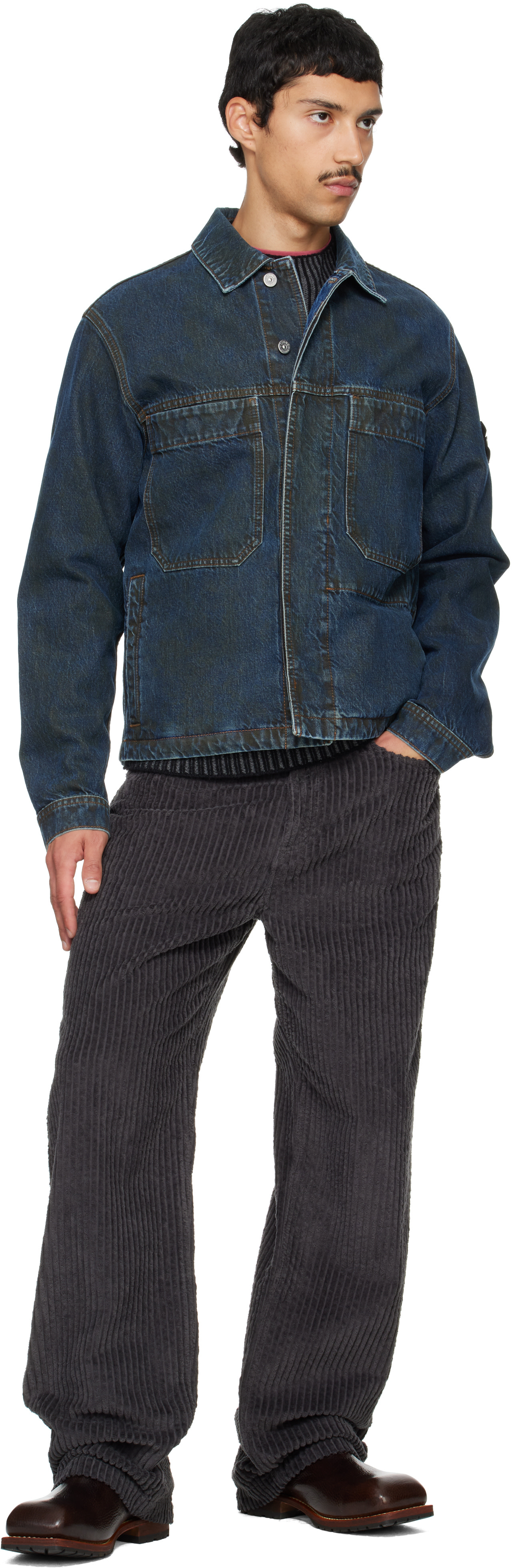 Stone Island: Blue 4100006 Laser Pigment Denim Jacket | SSENSE Canada