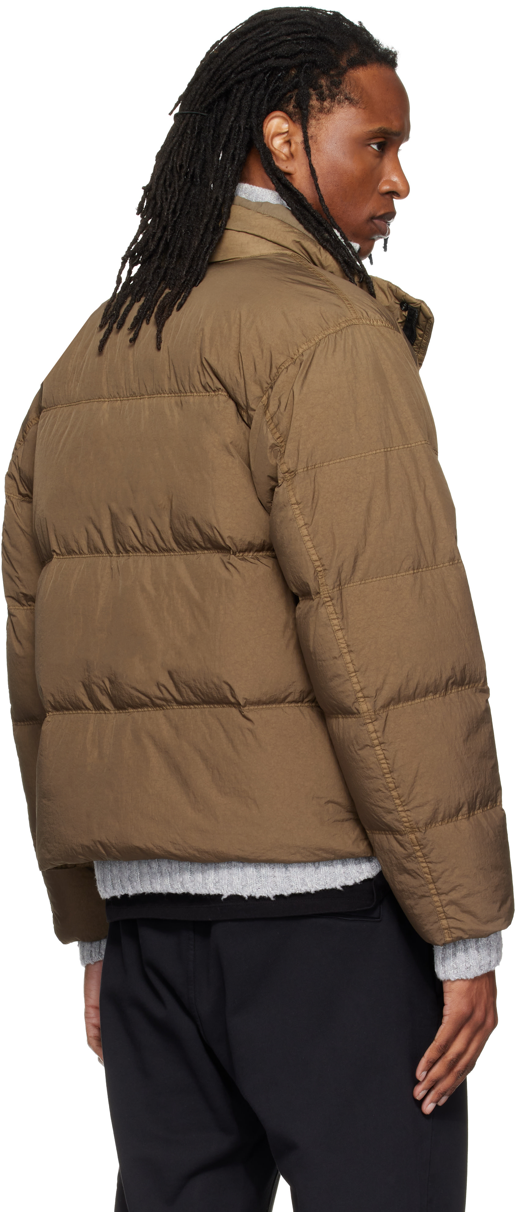 Stone Island: Khaki 4100109 Crinkle Reps NY Down Jacket | SSENSE