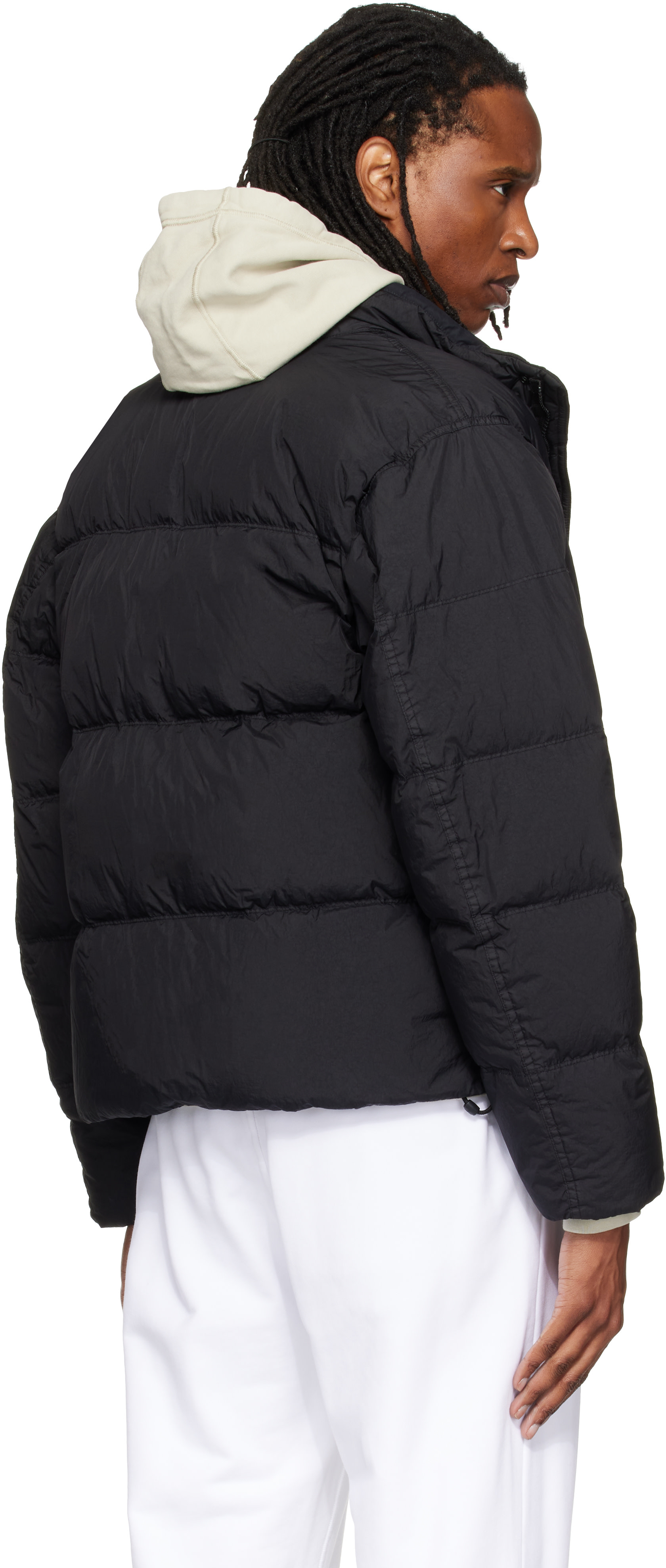 Stone Island: ブラック 4100109 Crinkle Reps NY ダウンジャケット