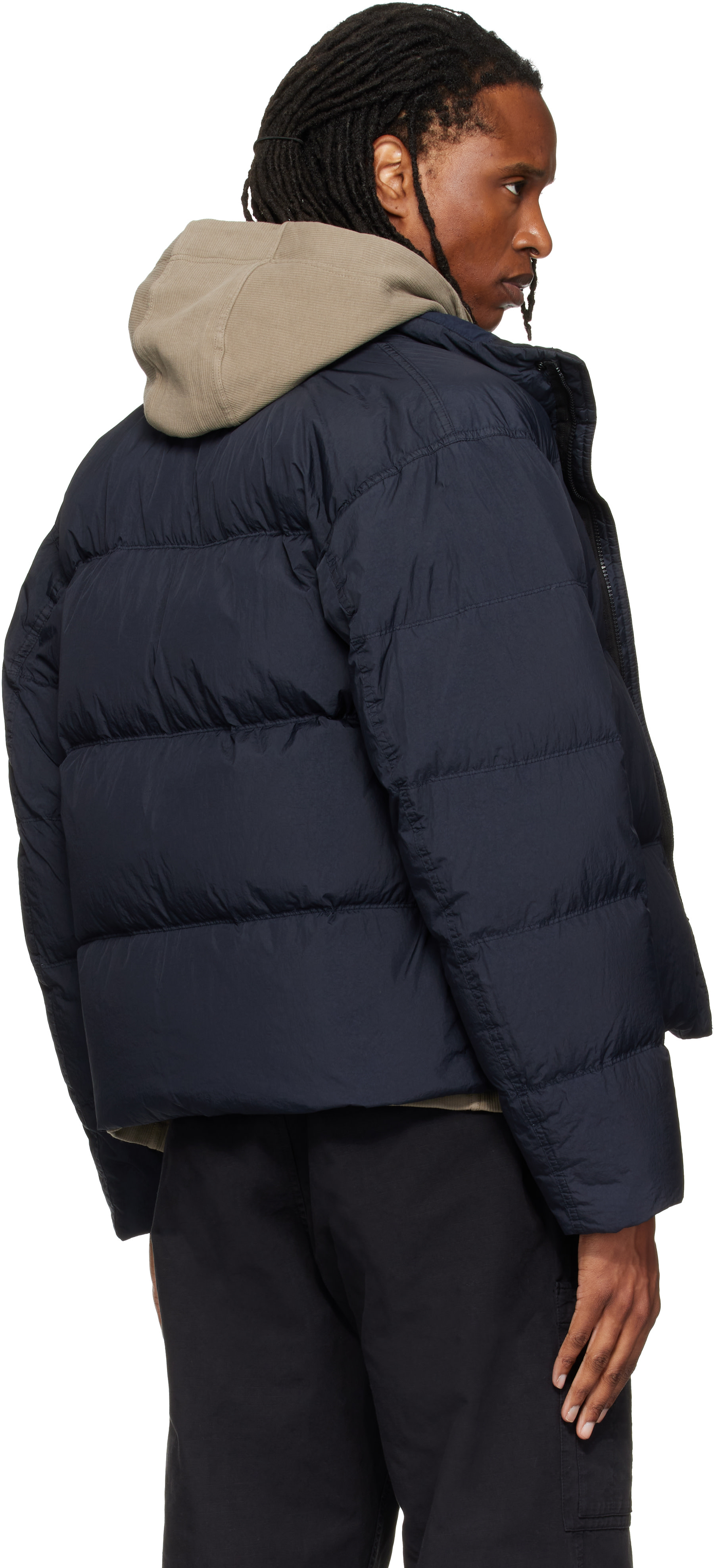 Stone Island - 네이비 4100109 크링클랩스 NY 다운 재킷