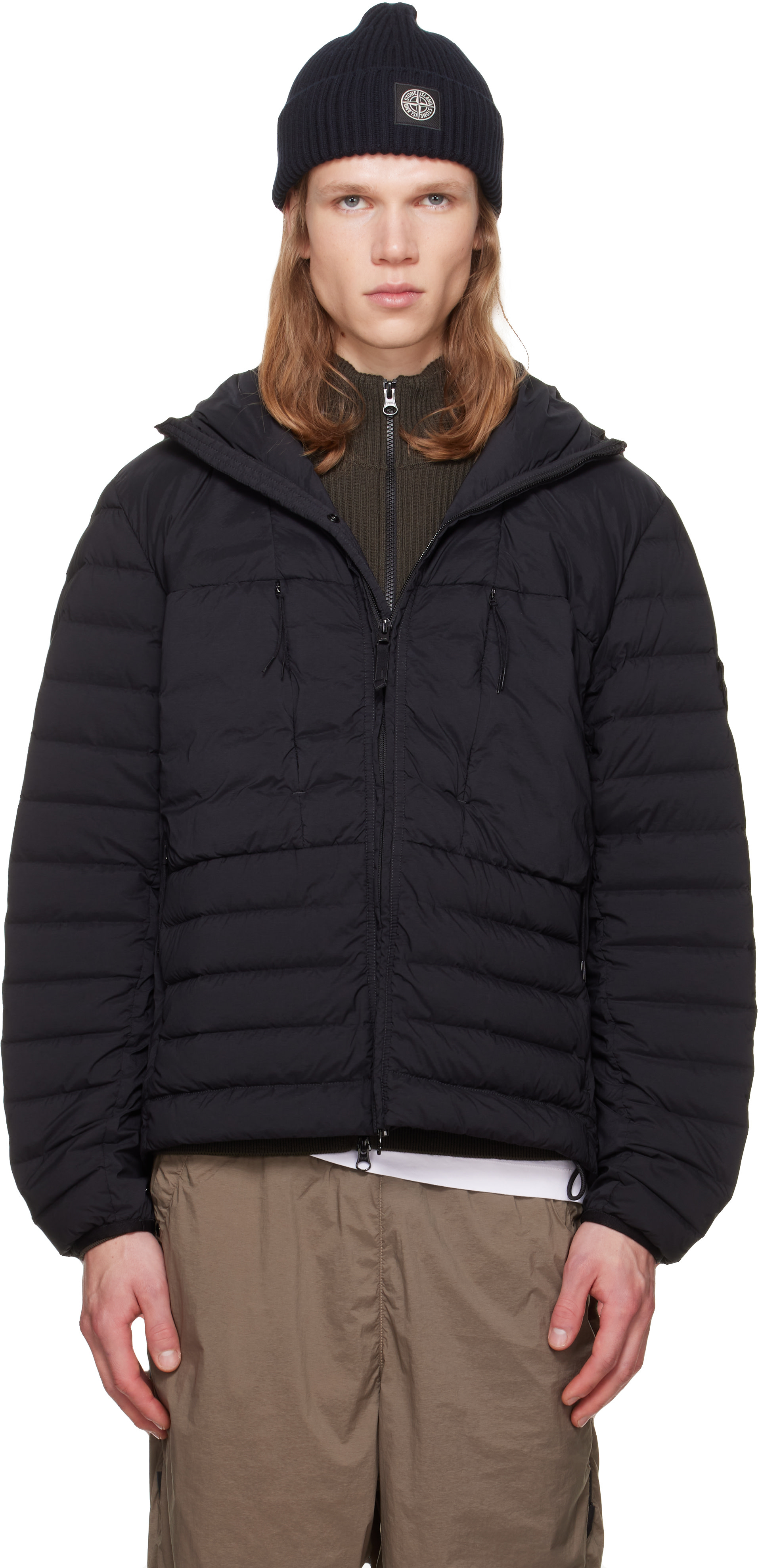 Stone Island: ブラック 4100107 Seamless Tunnel Nylon ダウン