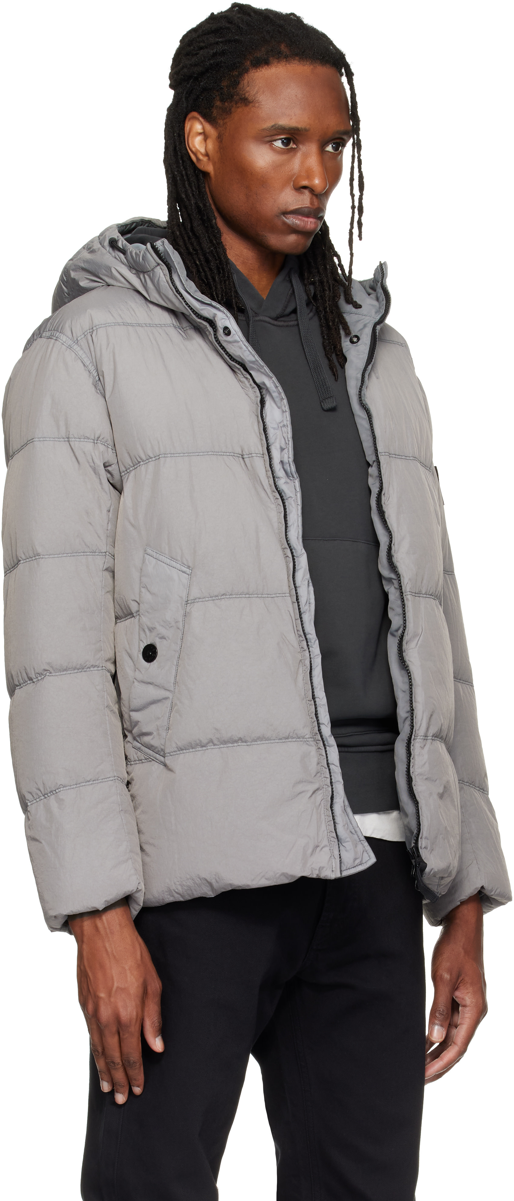 Stone Island: グレー 4100037 Crinkle Reps NY ダウンジャケット