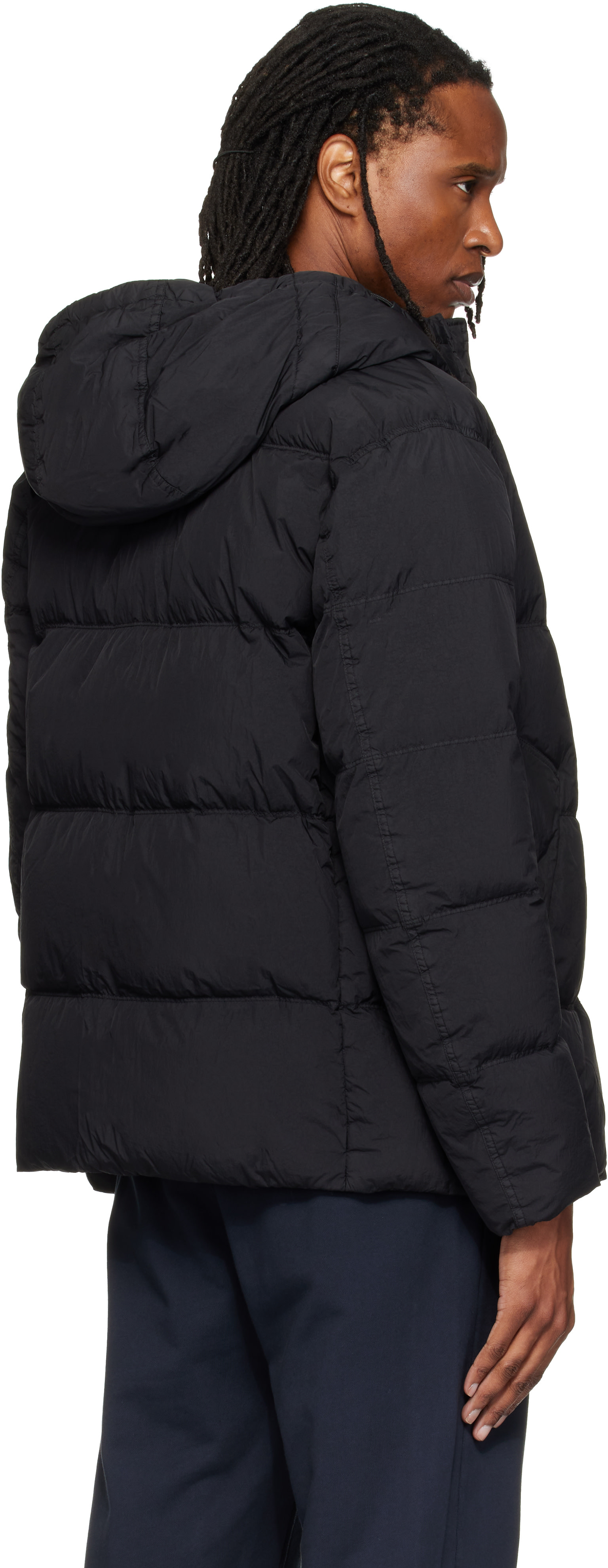 Stone Island: ブラック 4100037 Crinkle Reps NY ダウンジャケット