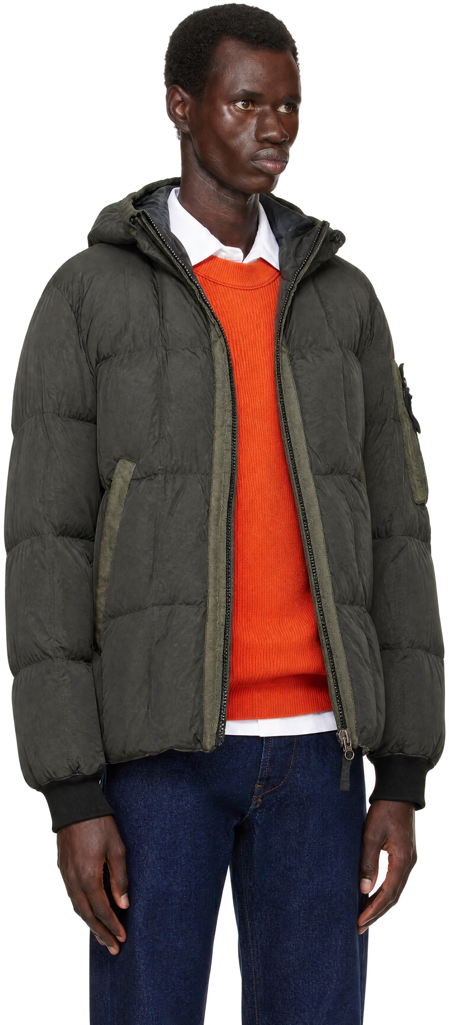 Stone Island: グレー 4100034 Crinkle Reps NY ダウンジャケット