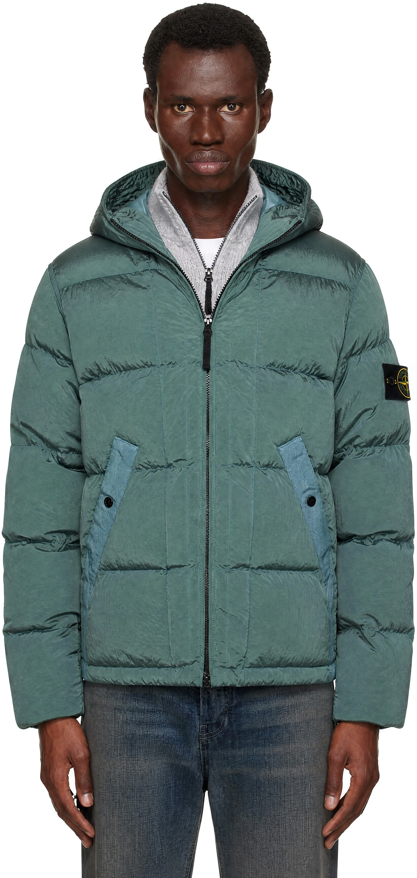 Stone Island - 그린 4100019 나일론 메탈 다운 재킷
