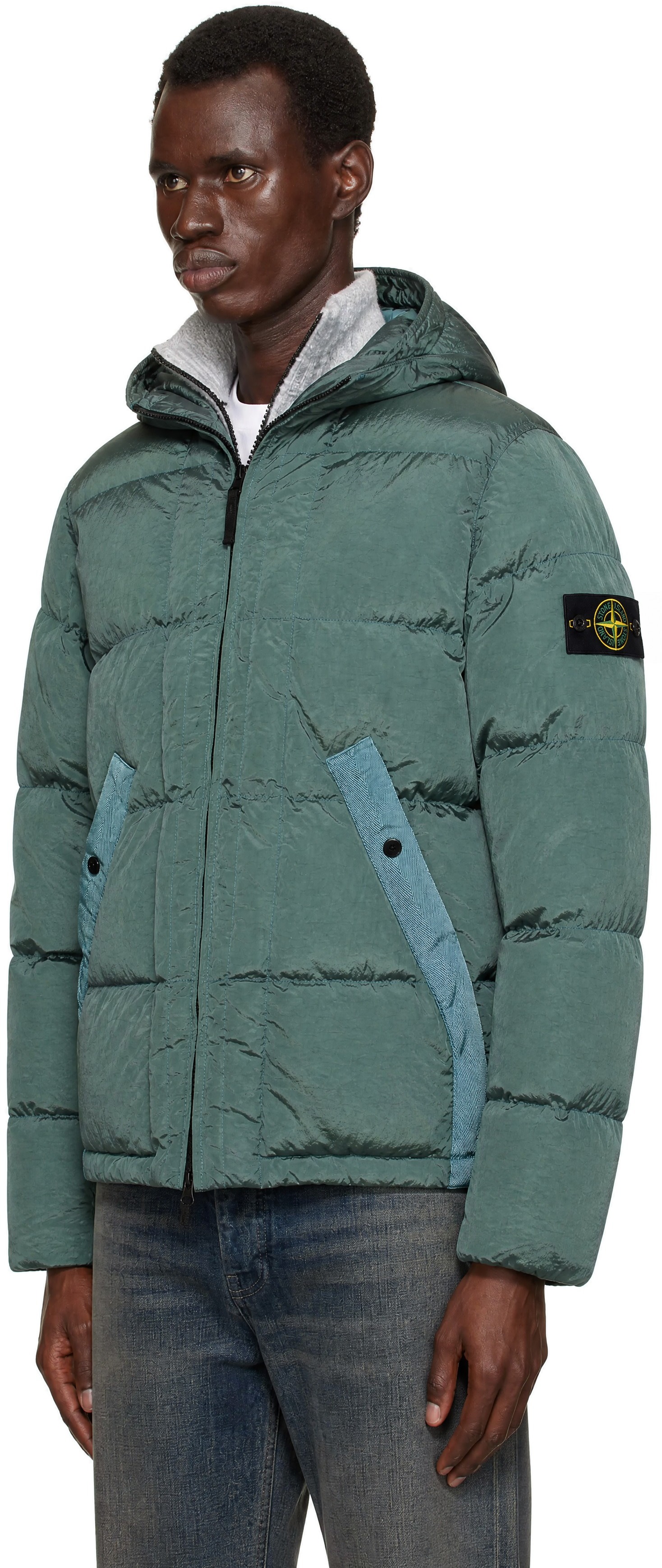 Stone Island - 그린 4100019 나일론 메탈 다운 재킷