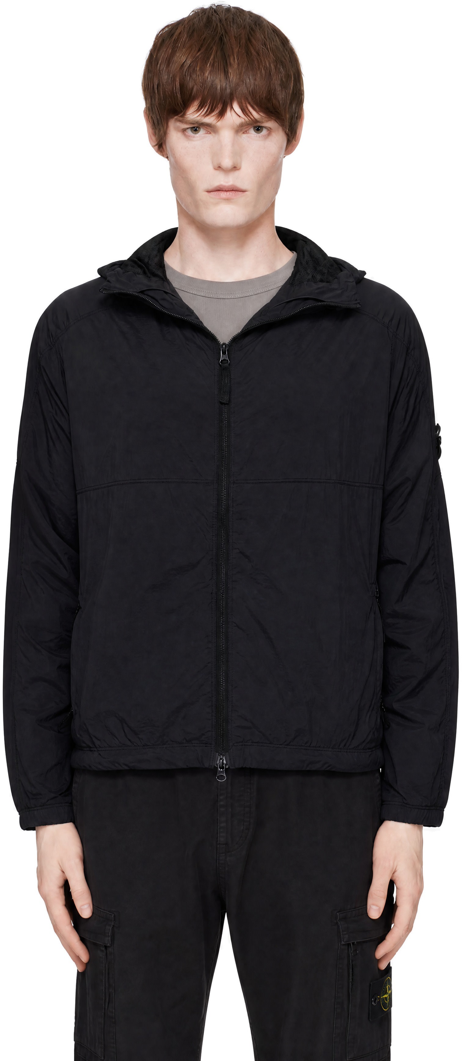 Stone Island: Black Q100020 Ultralight Nylon Stretch-TC Jacket