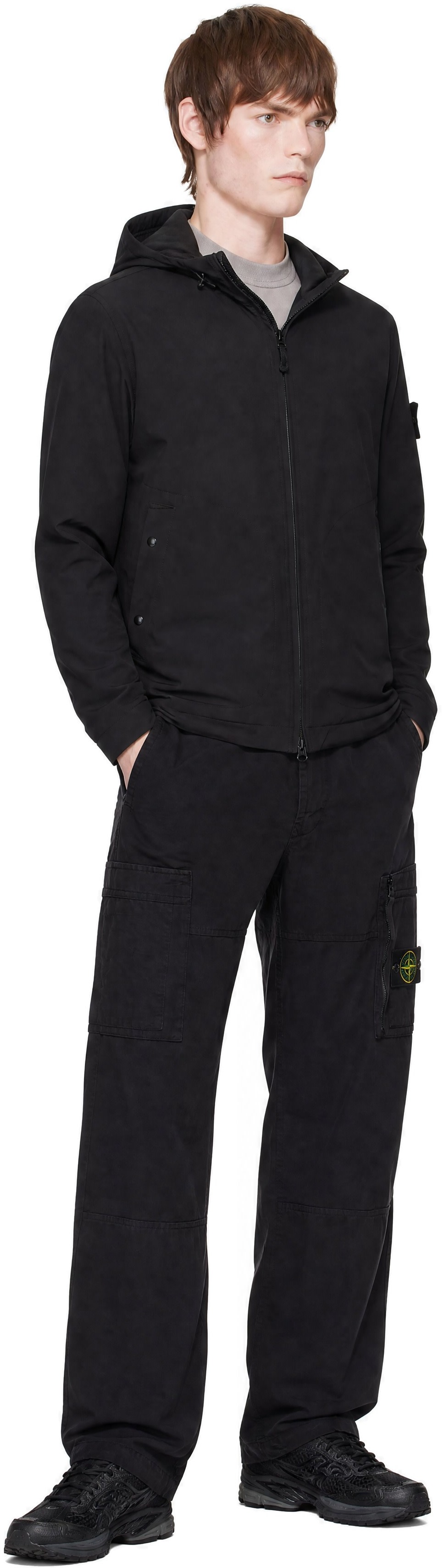 Stone Island: Black Q100020 Ultralight Nylon Stretch-TC Jacket