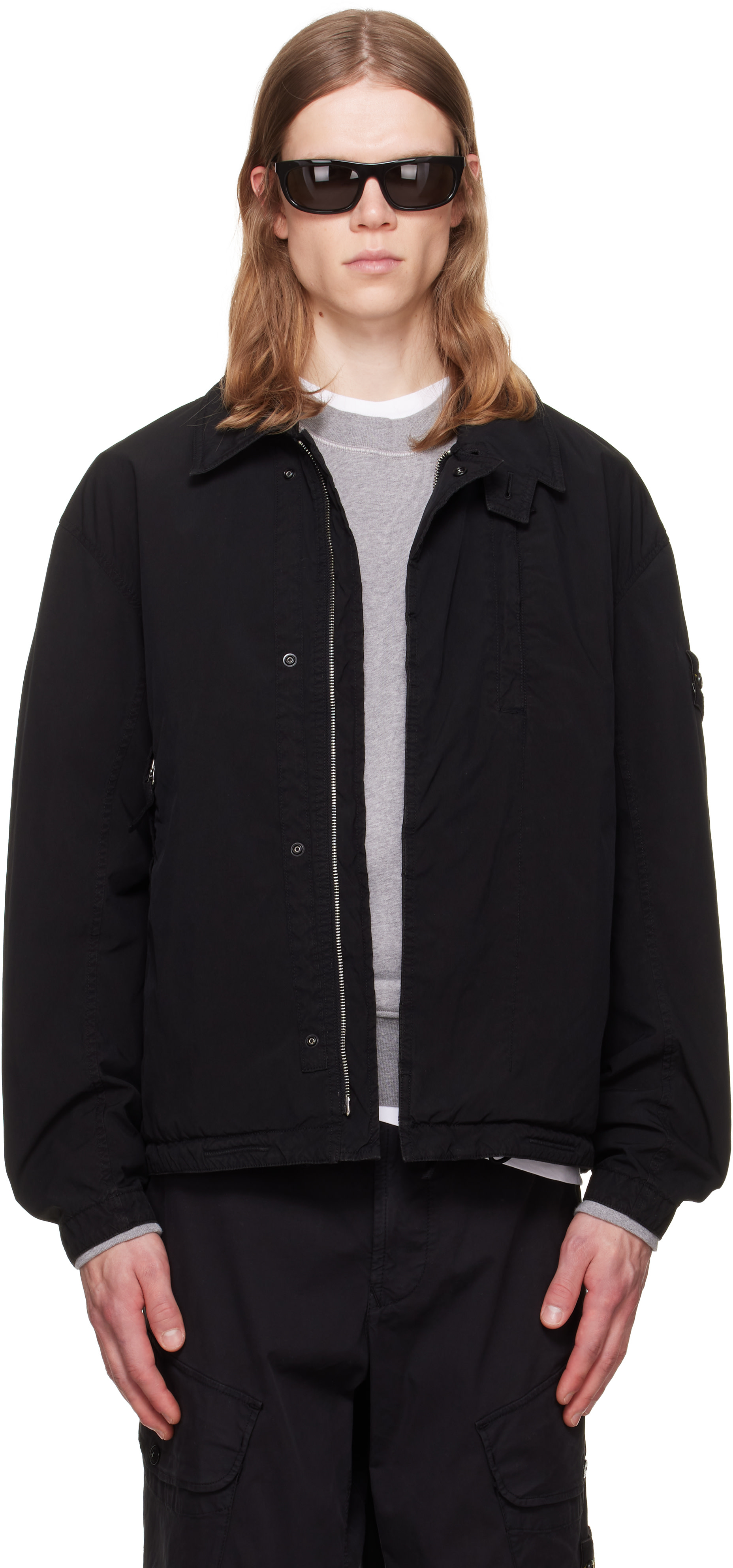 Stone Island - 블랙 Q100011 라이트 컴팩트 터치 폴리 TC 재킷