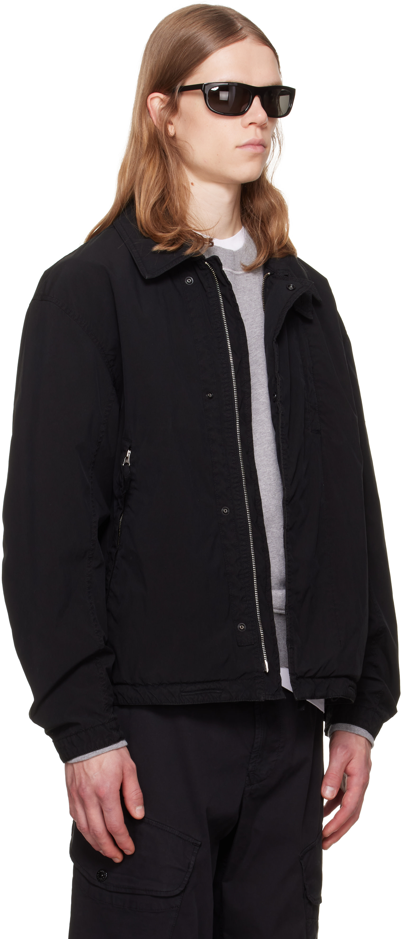 Stone Island - 블랙 Q100011 라이트 컴팩트 터치 폴리 TC 재킷