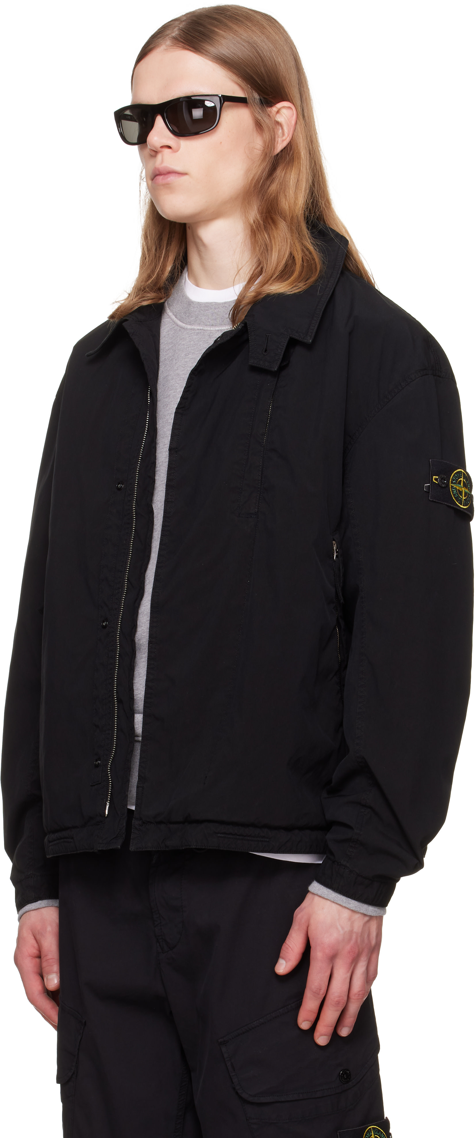 Stone Island - 블랙 Q100011 라이트 컴팩트 터치 폴리 TC 재킷