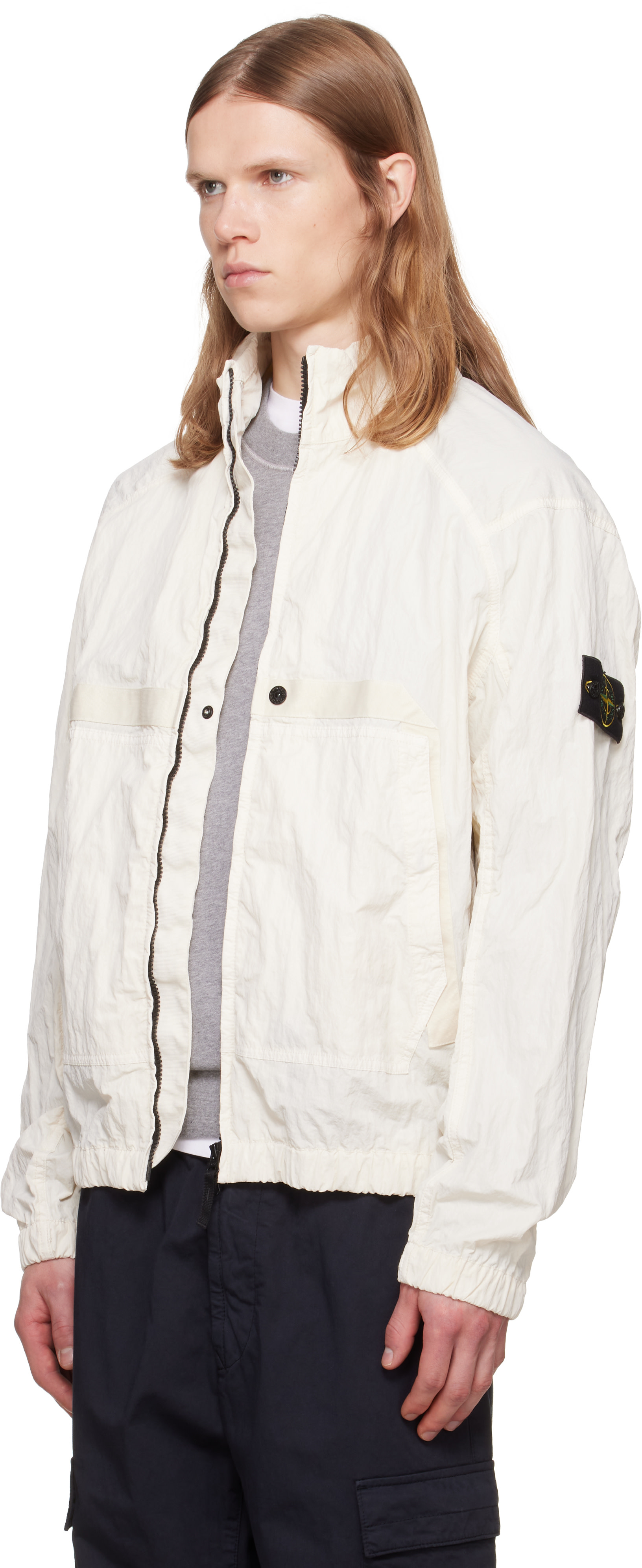 Stone Island: Off-White Q100009 Warp Rip Nylon T-C Jacket | SSENSE