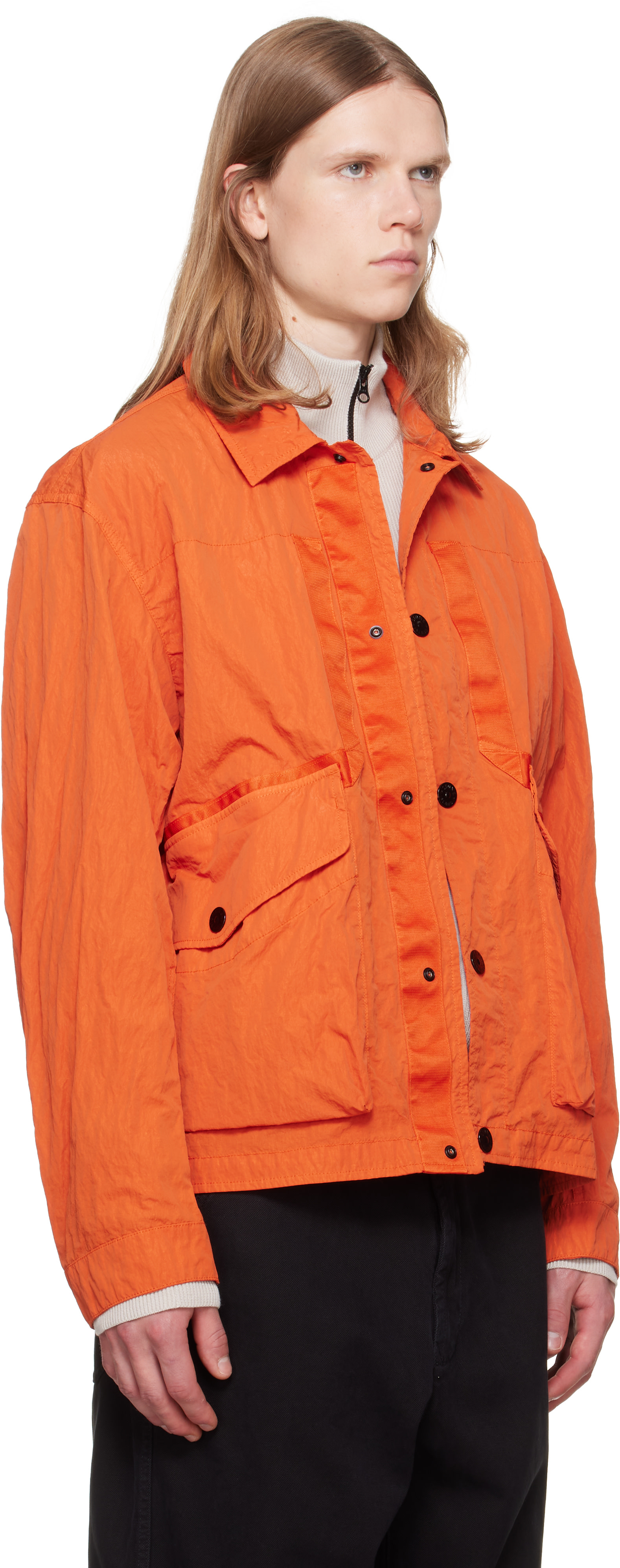 Stone Island: オレンジ Q100009 Warp Rip Nylon T-C ジャケット