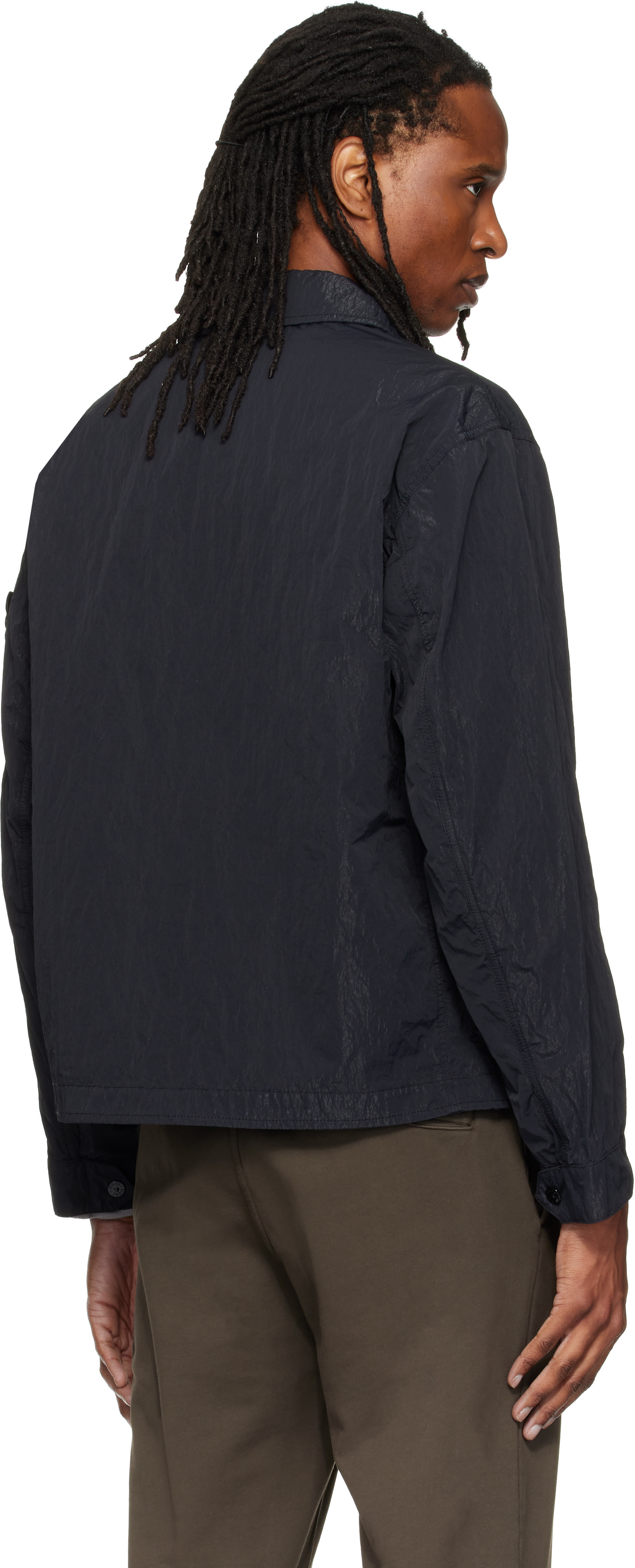 Stone Island: Black Q100008 Warp Rib Nylon-TC Jacket | SSENSE