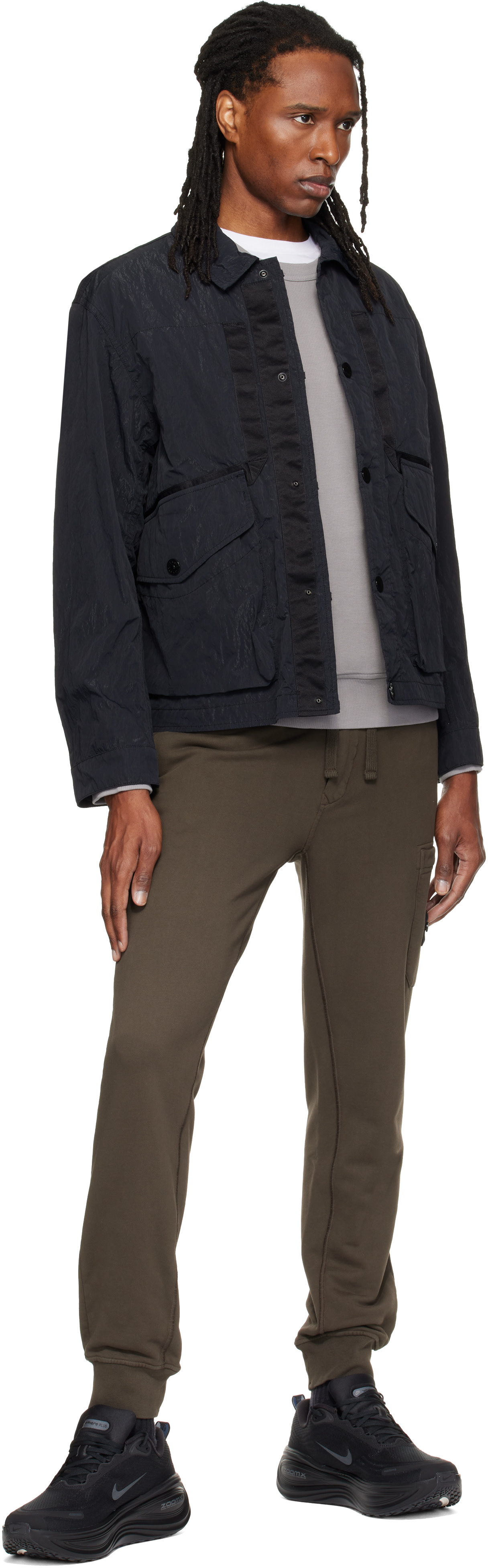 Stone Island: Black Q100008 Warp Rib Nylon-TC Jacket | SSENSE