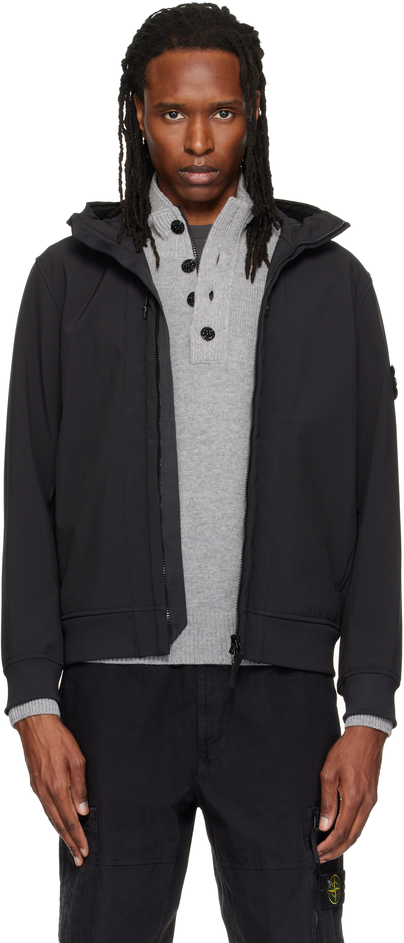 Stone Island - Black Q100004 Soft Shell-R_E.DYE Technology Jacket