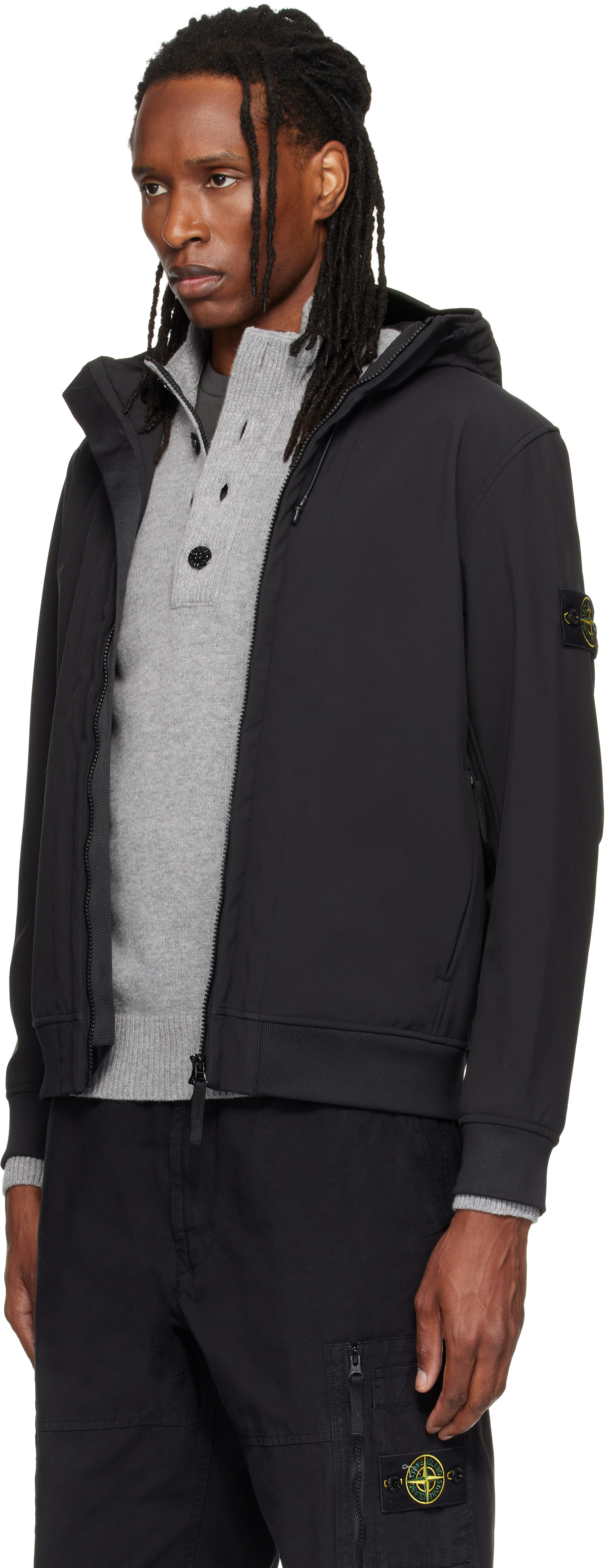 Stone Island - Black Q100004 Soft Shell-R_E.DYE Technology Jacket