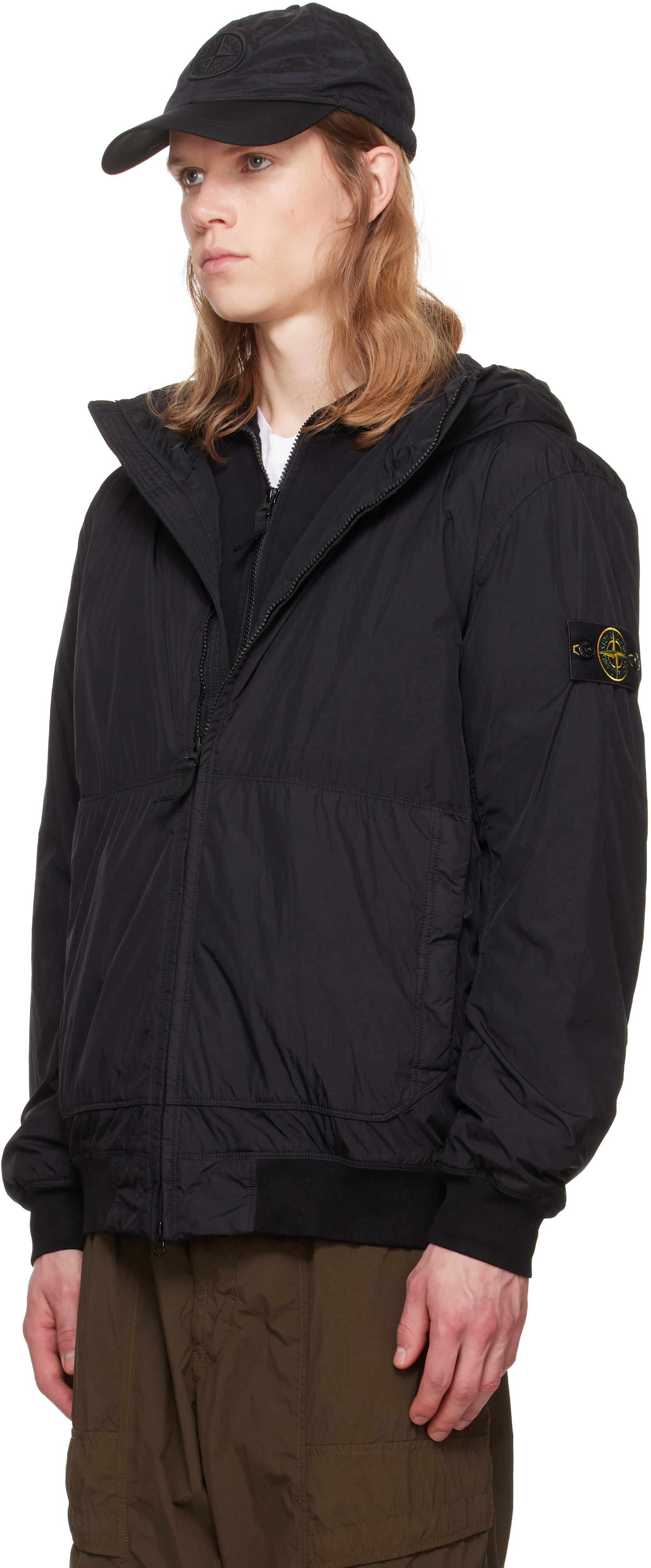 Stone Island - 블랙 4100110 크링클랩스 NY 재킷