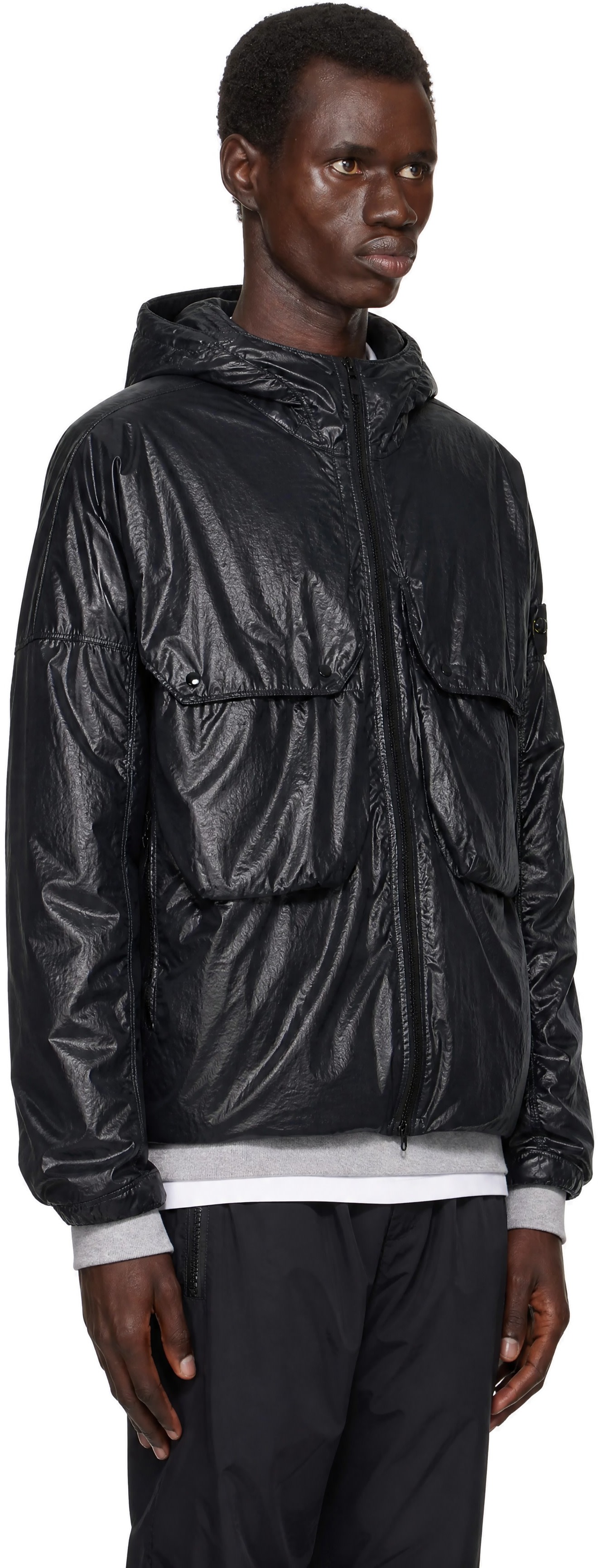 Stone Island: ブラック Q100019 Light Nylon 3L-TC ジャケット