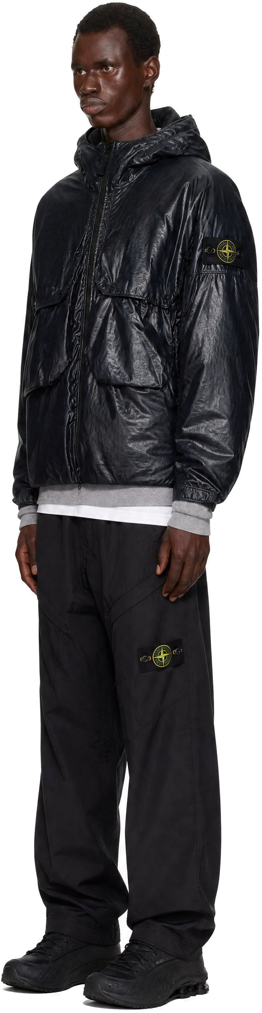 Stone Island: ブラック Q100019 Light Nylon 3L-TC ジャケット