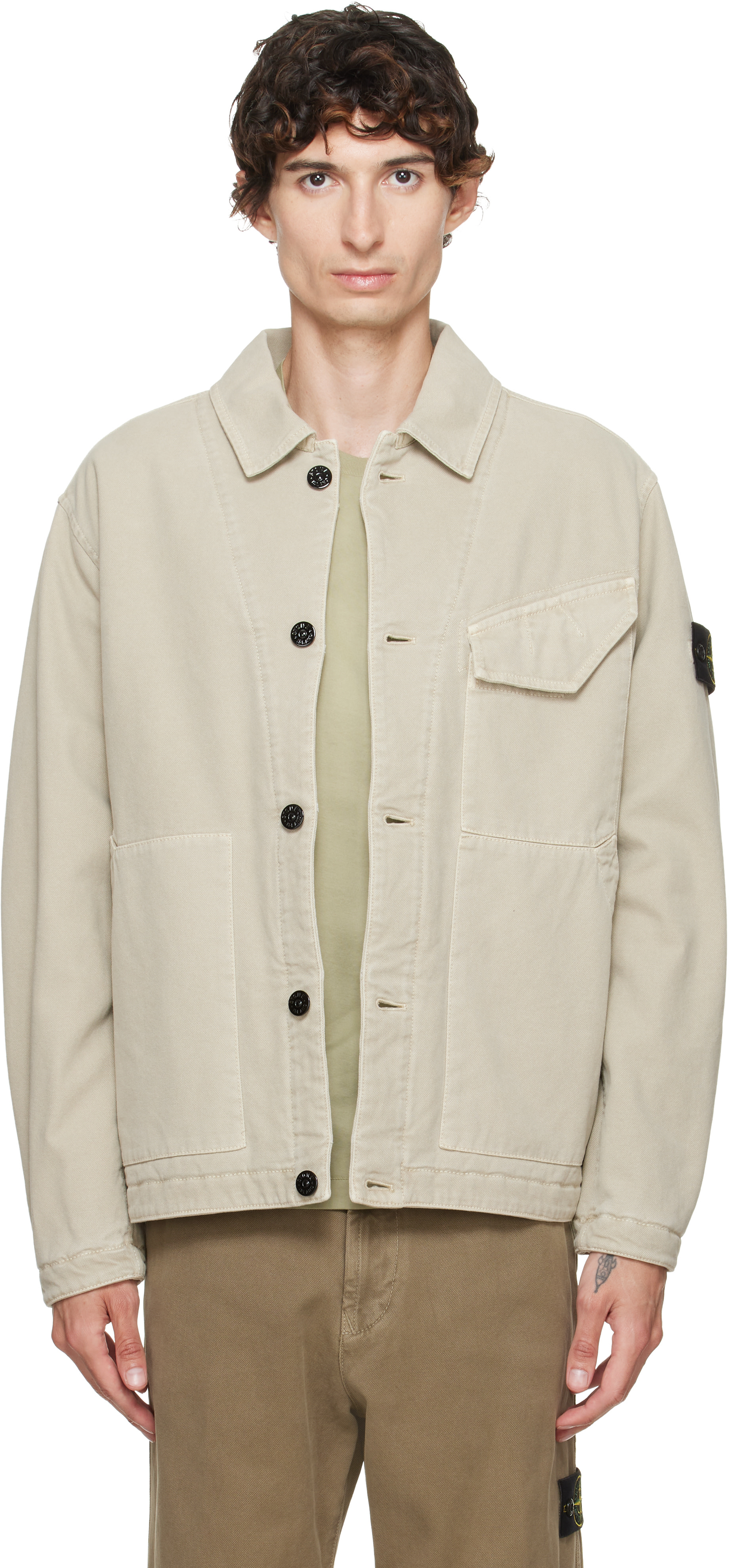 STONE  ベージュジャケット Stone Island: ベージュ 4100048 Organic Panama Cotton ジャケット