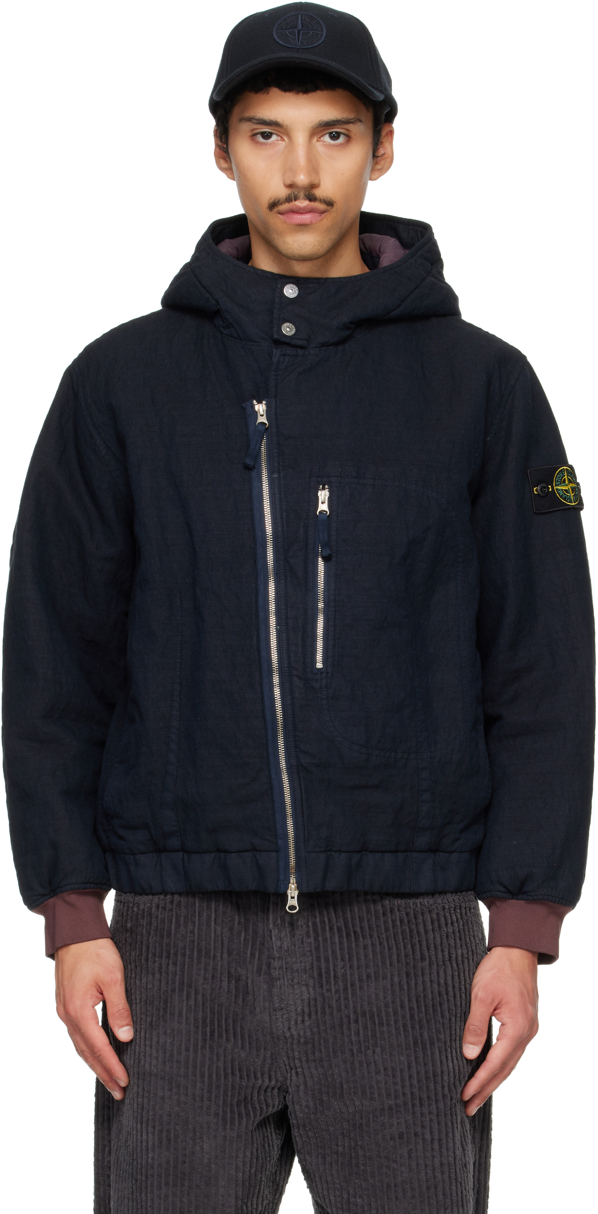 Stone Island - Navy 4100042 Diagonal Cotton Wool Jacket