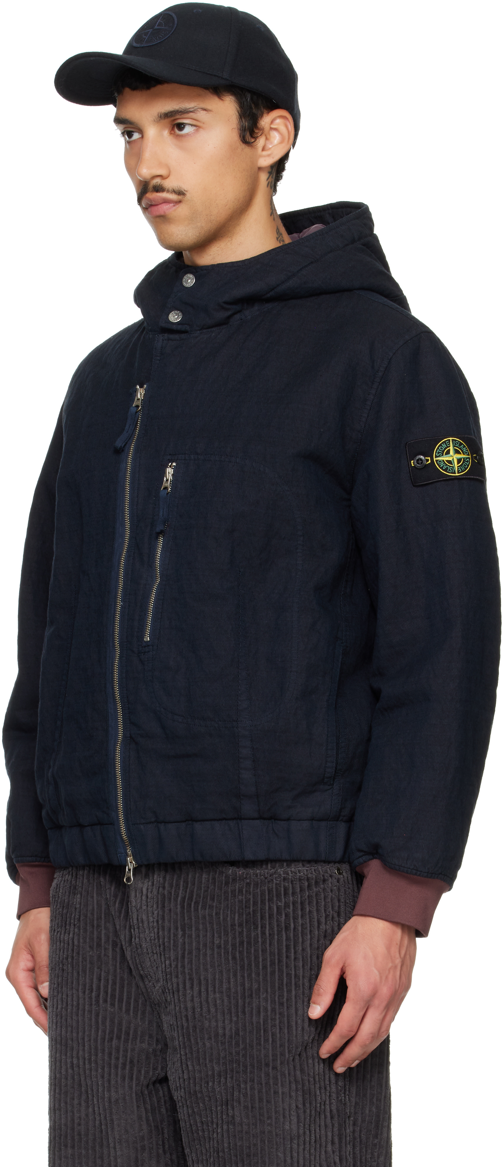 Stone Island - Navy 4100042 Diagonal Cotton Wool Jacket