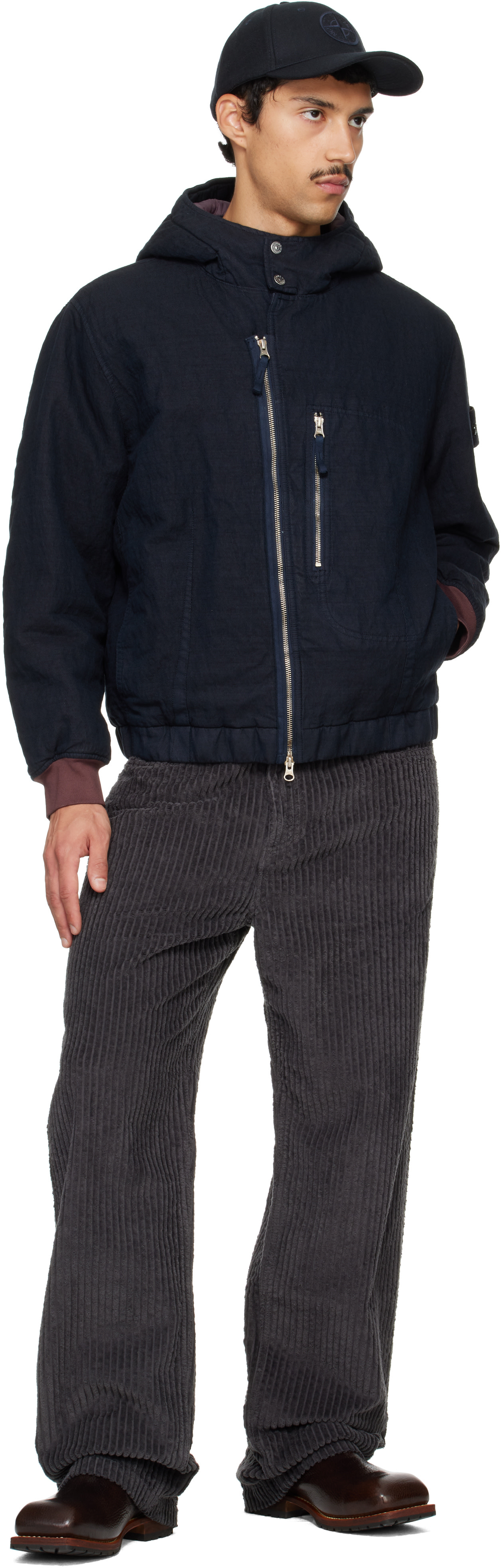 Stone Island - Navy 4100042 Diagonal Cotton Wool Jacket