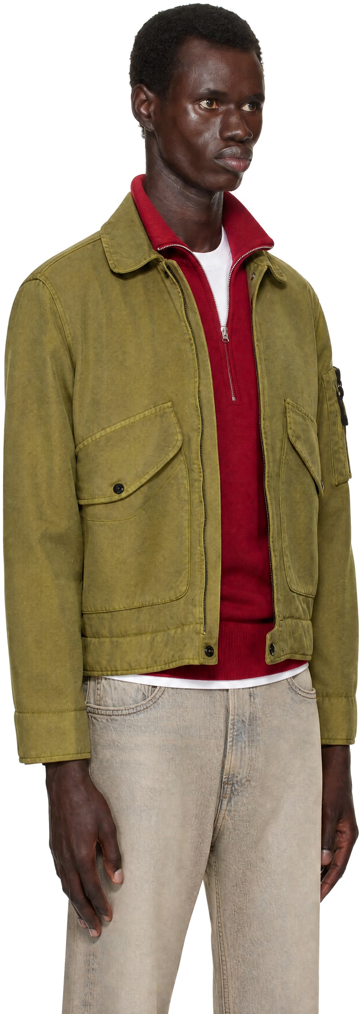 Stone Island: Green 4100035 Dense Oxford Nylon-TC Jacket | SSENSE