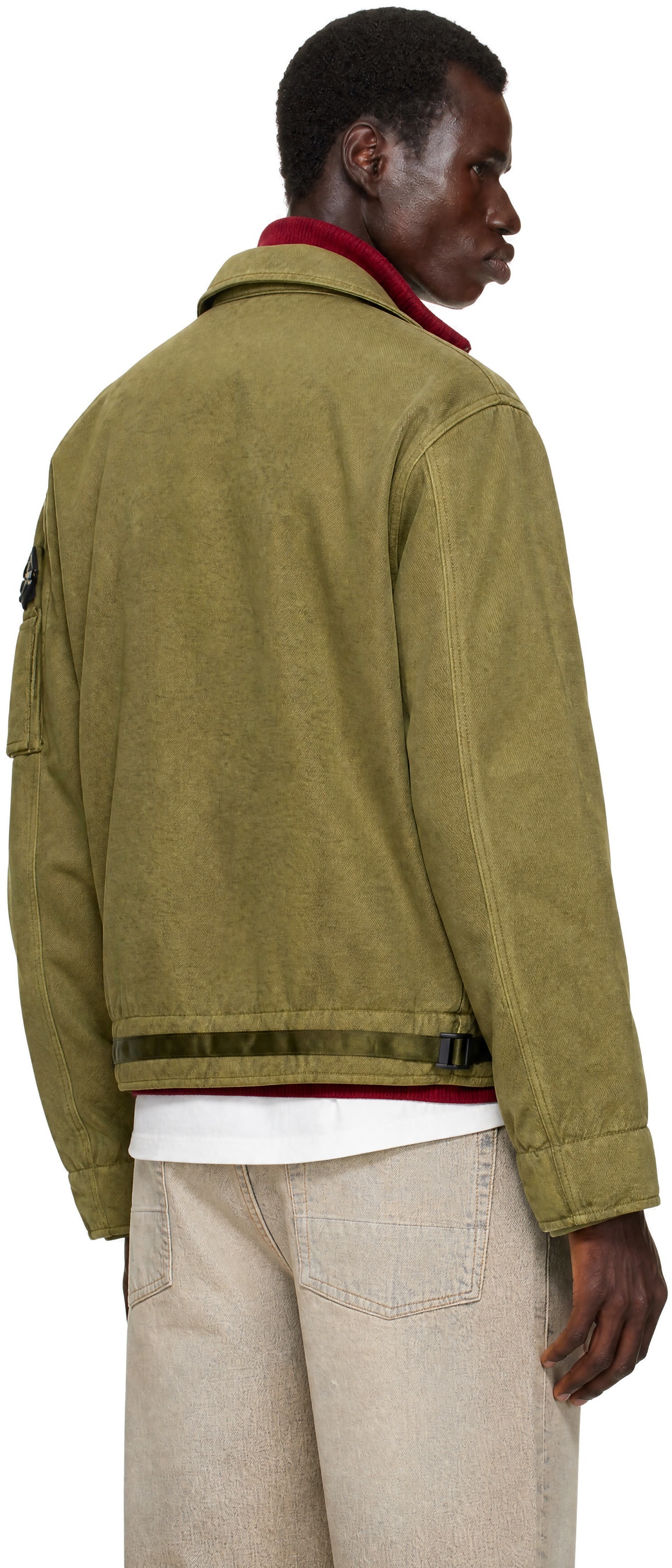 Stone Island: Green 4100035 Dense Oxford Nylon-TC Jacket | SSENSE