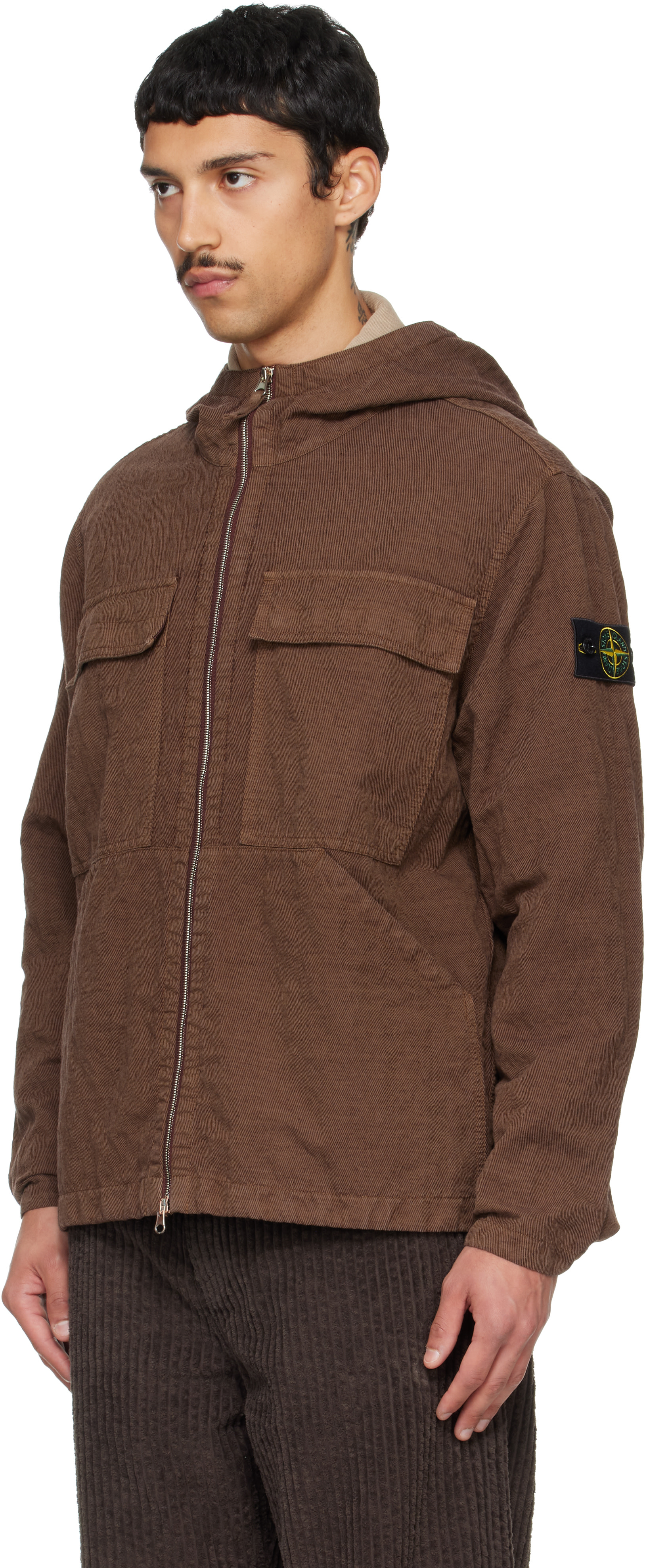 Stone Island - Brown 1200035 Diagonal Cotton Wool Jacket