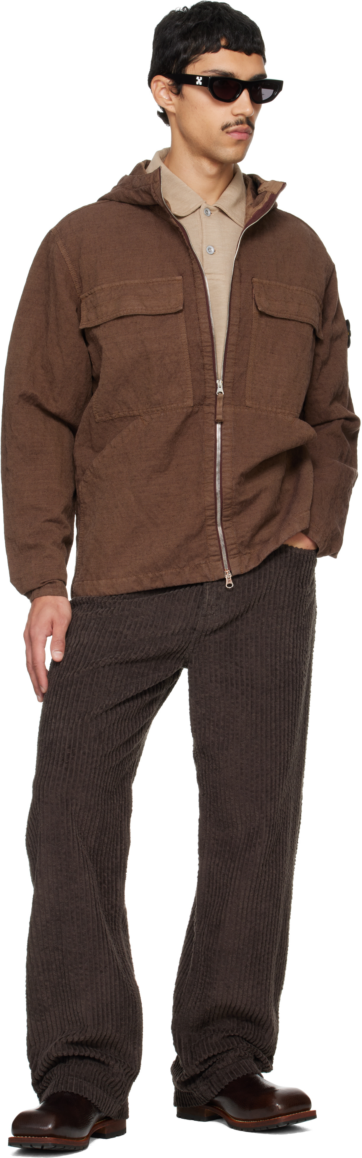 Stone Island - Brown 1200035 Diagonal Cotton Wool Jacket