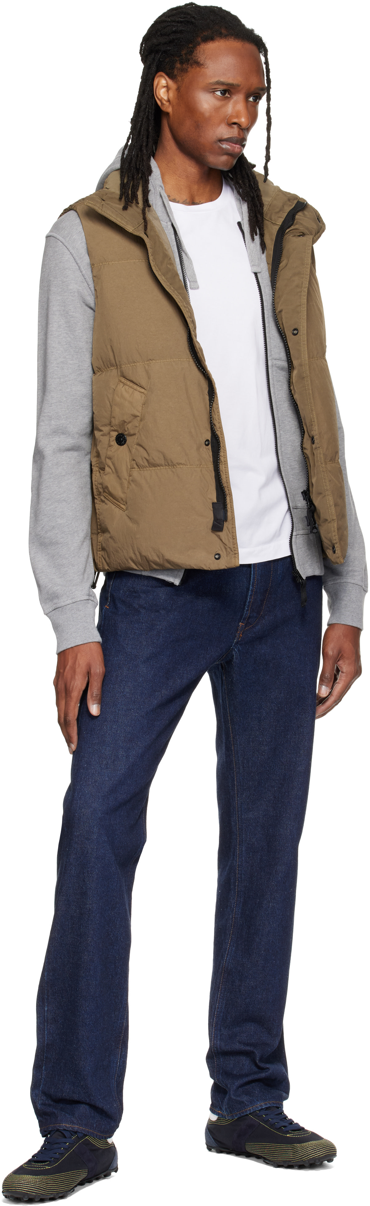 Stone Island: カーキ G100010 Crinkled Reps NY ダウンベスト