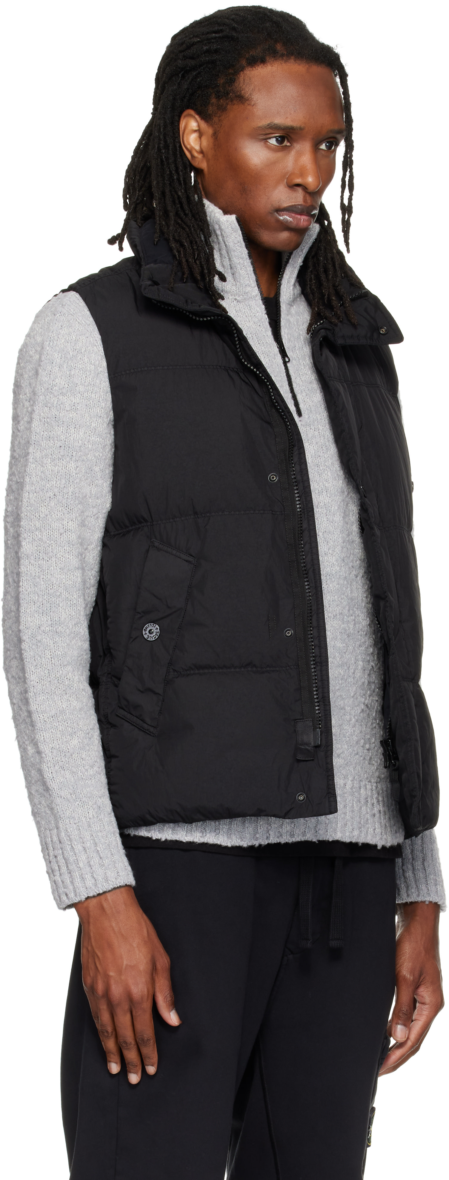 Stone Island: ブラック G100010 Crinkled Reps NY ダウンベスト