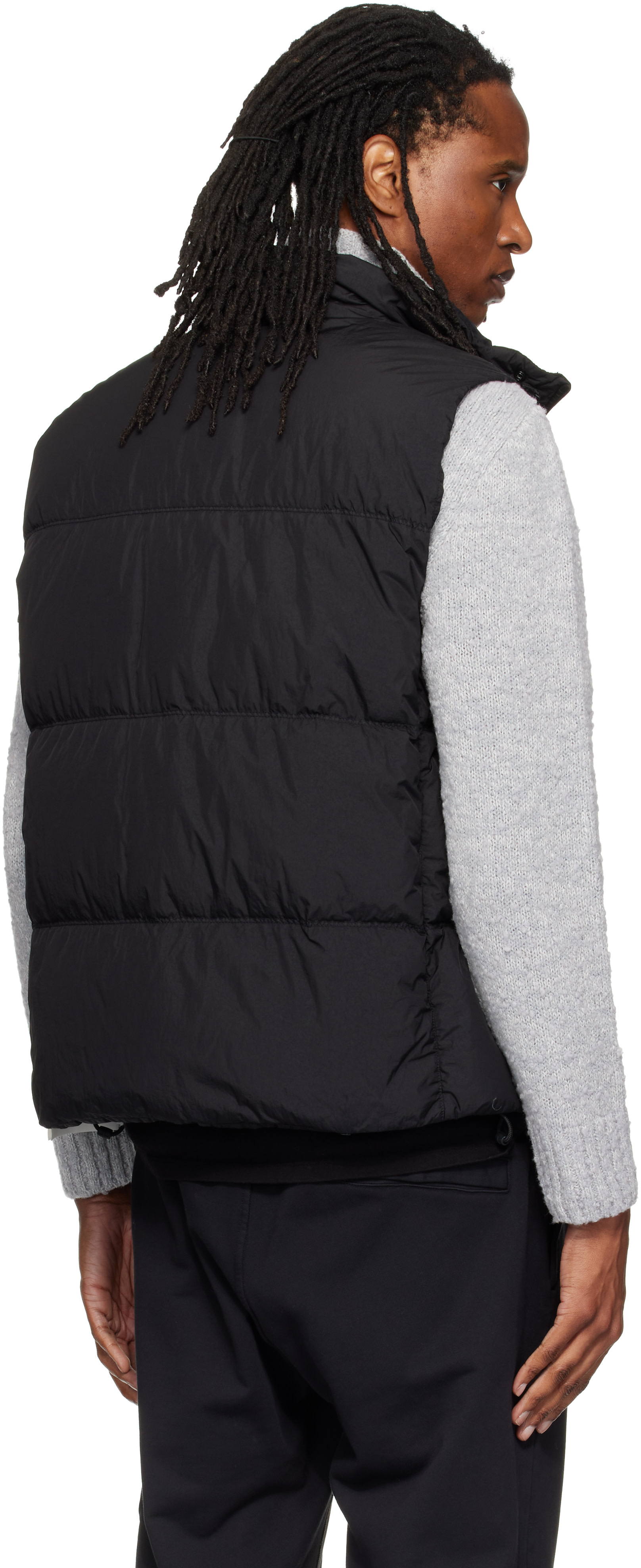 Stone Island: Black G100010 Crinkled Reps NY Down Vest | SSENSE Japan