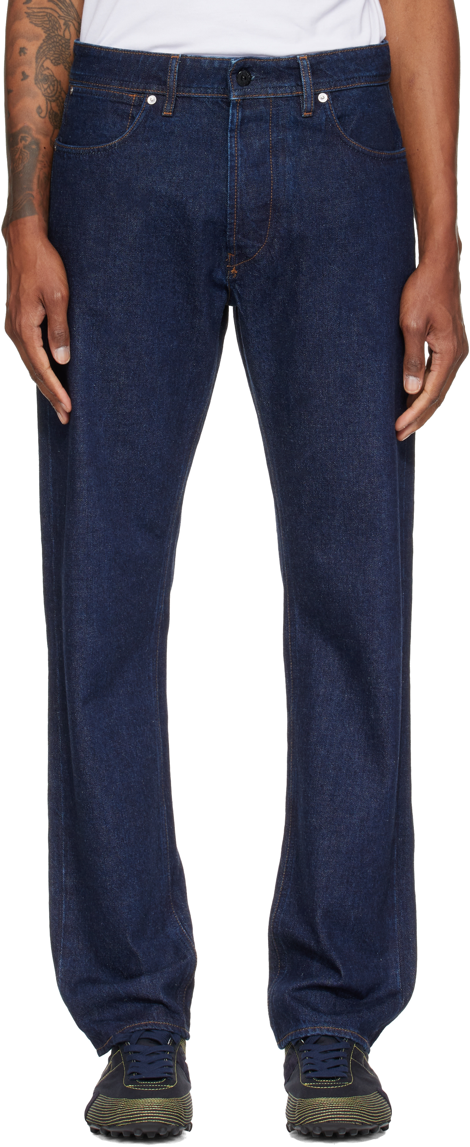 Stone Island: Blue J100005 Indigo Denim-Rinsed Jeans | SSENSE
